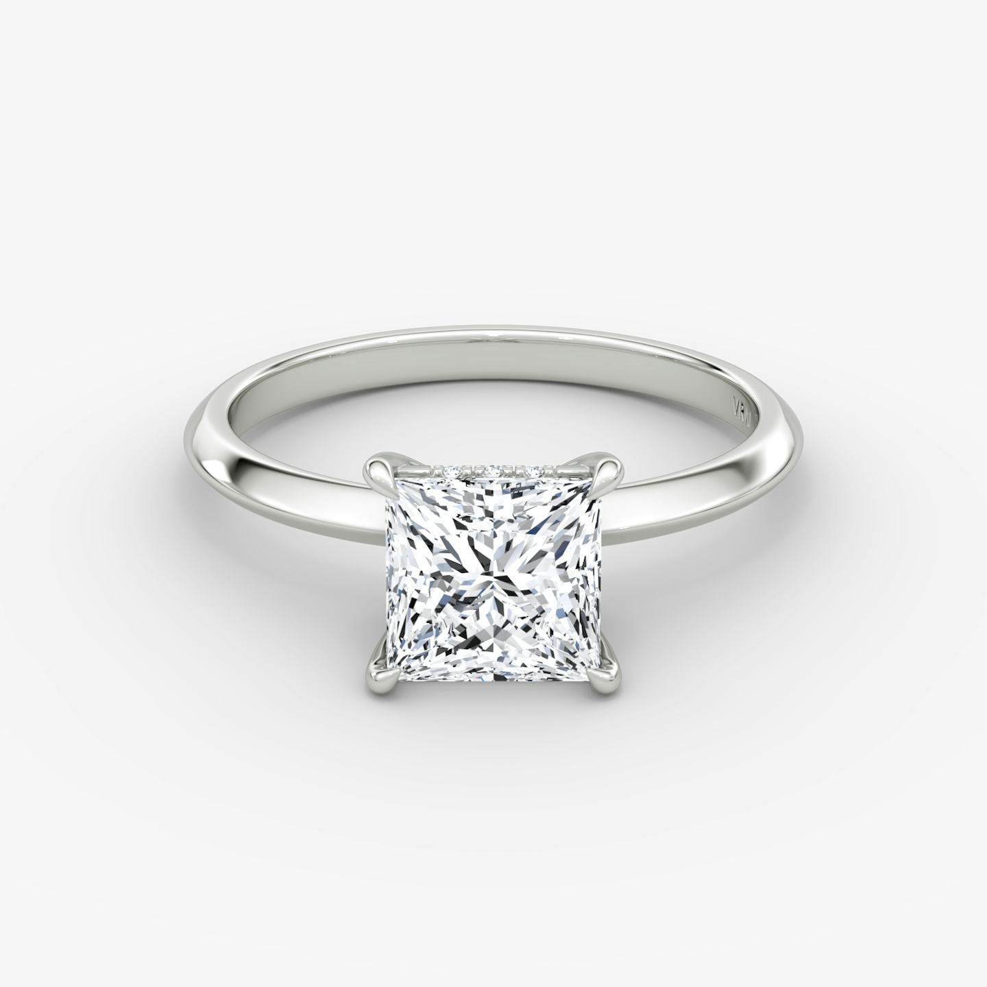 The Knife-Edge | Princess | 18k | 18k White Gold | Band: Plain | Setting style: Hidden Halo | Diamond orientation: vertical | Carat weight: See full inventory