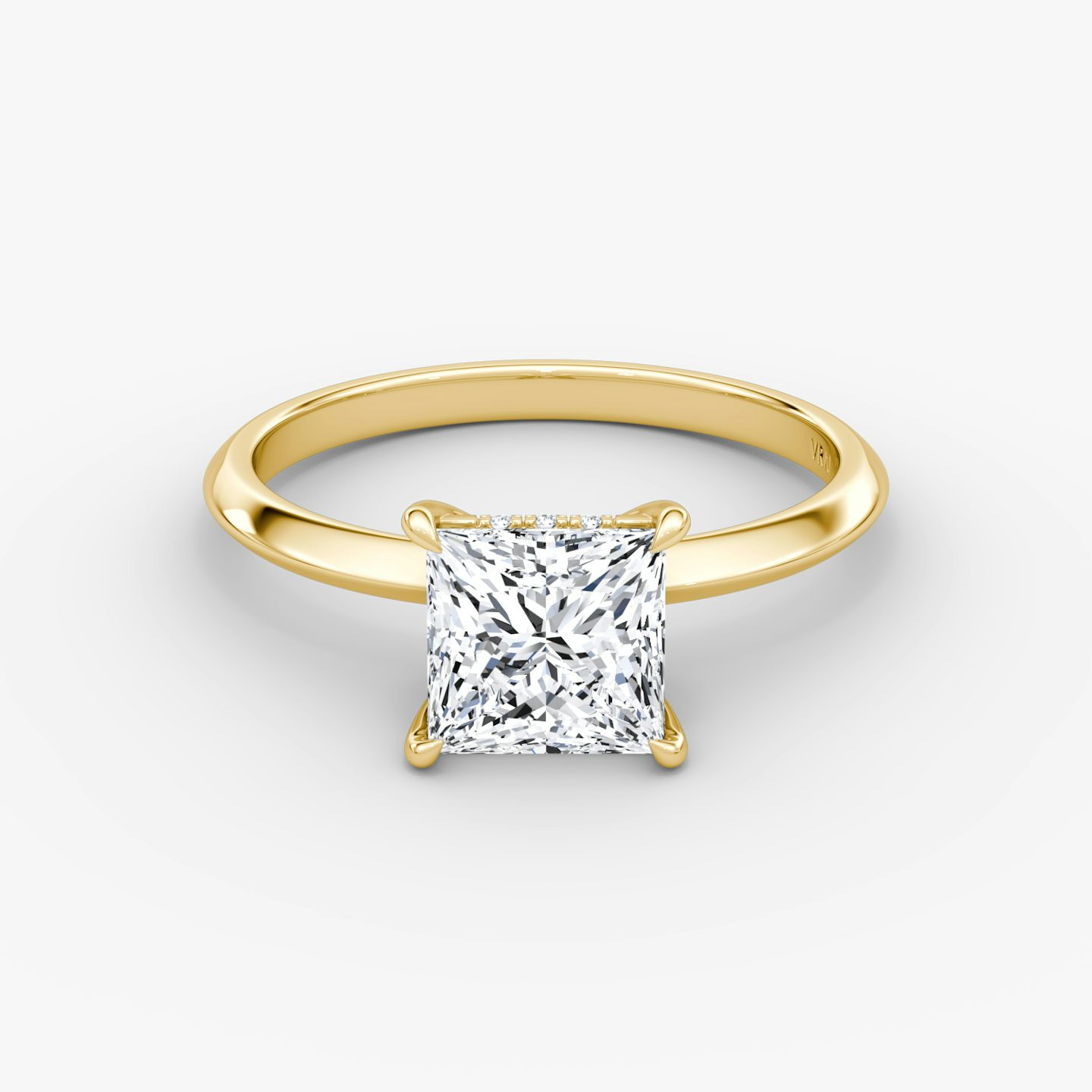 The Knife-Edge | Princess | 18k | 18k Yellow Gold | Band: Plain | Setting style: Hidden Halo | Diamond orientation: vertical | Carat weight: See full inventory