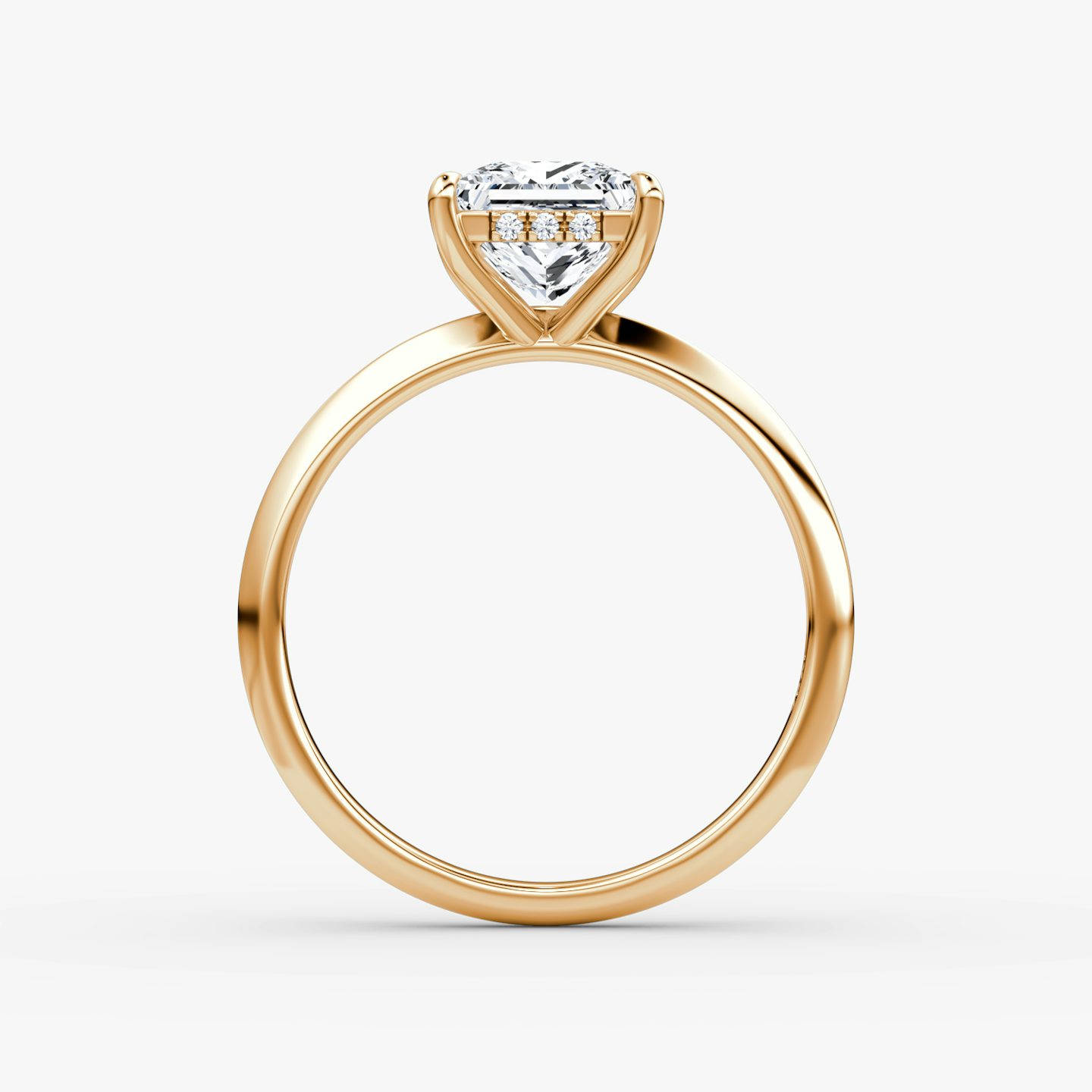The Knife-Edge | Princess | 14k | 14k Rose Gold | Band: Plain | Setting style: Hidden Halo | Diamond orientation: vertical | Carat weight: See full inventory
