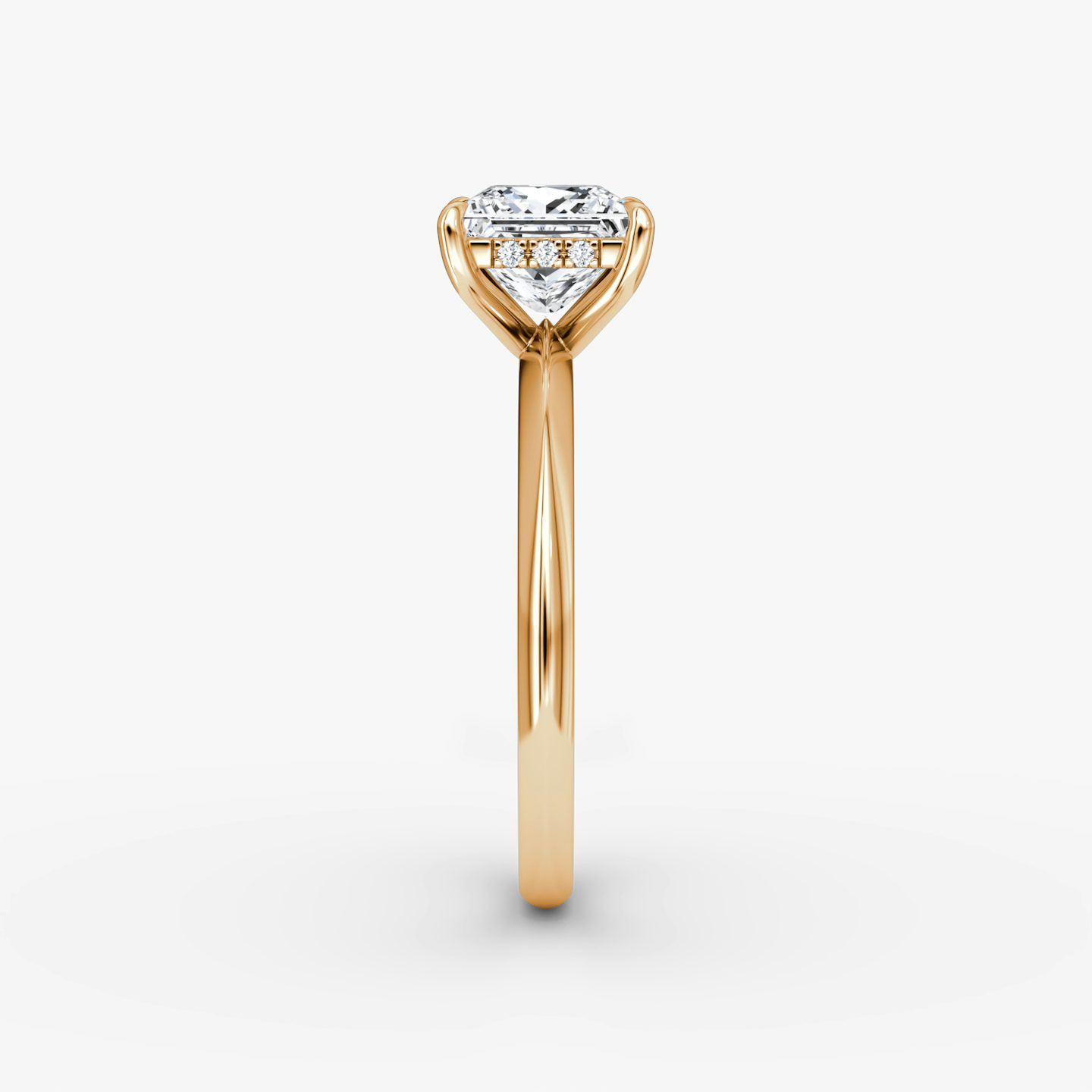 The Knife-Edge | Princess | 14k | 14k Rose Gold | Band: Plain | Setting style: Hidden Halo | Diamond orientation: vertical | Carat weight: See full inventory