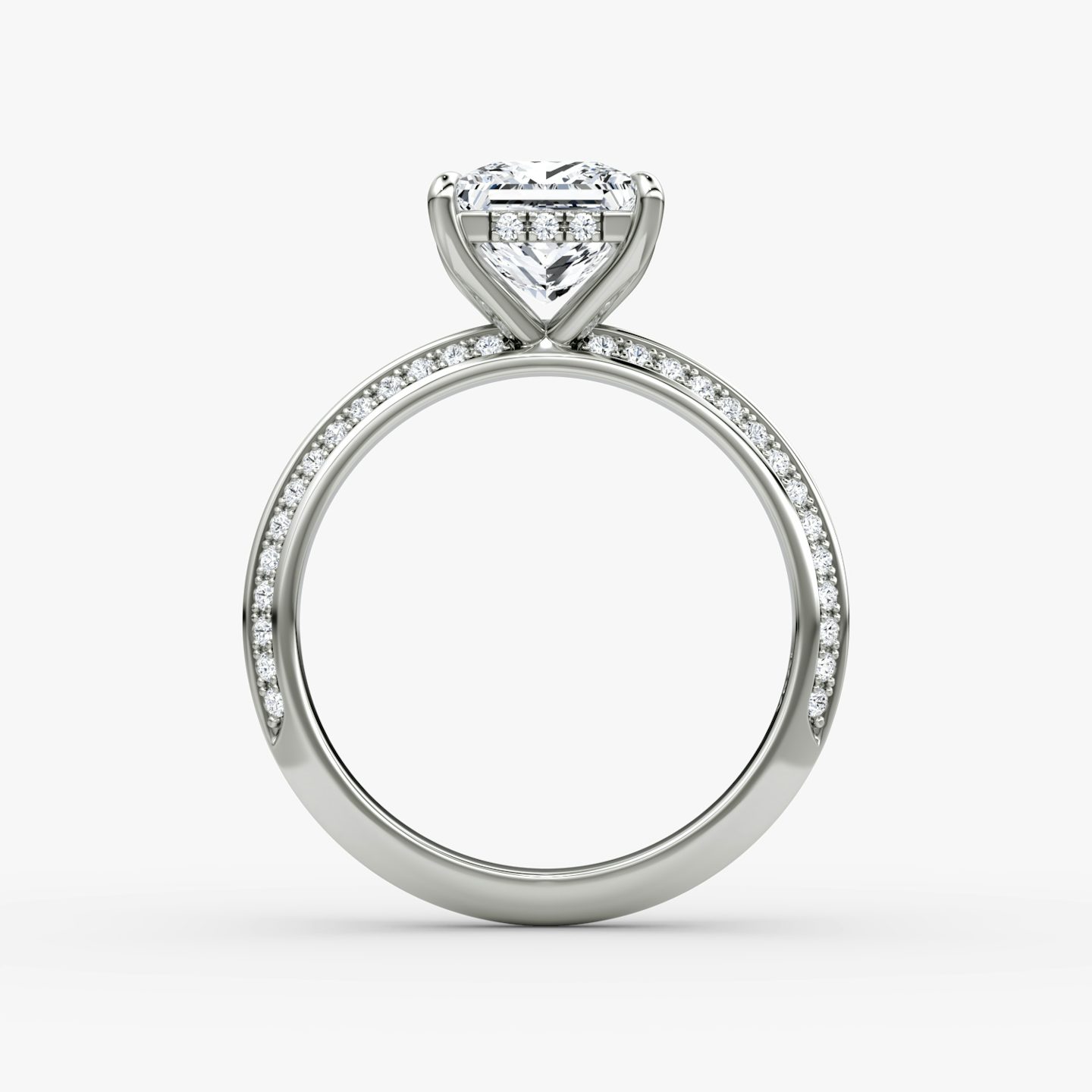 The Knife-Edge | Princess | 18k | 18k White Gold | Band: Pavé | Setting style: Hidden Halo | Diamond orientation: vertical | Carat weight: See full inventory