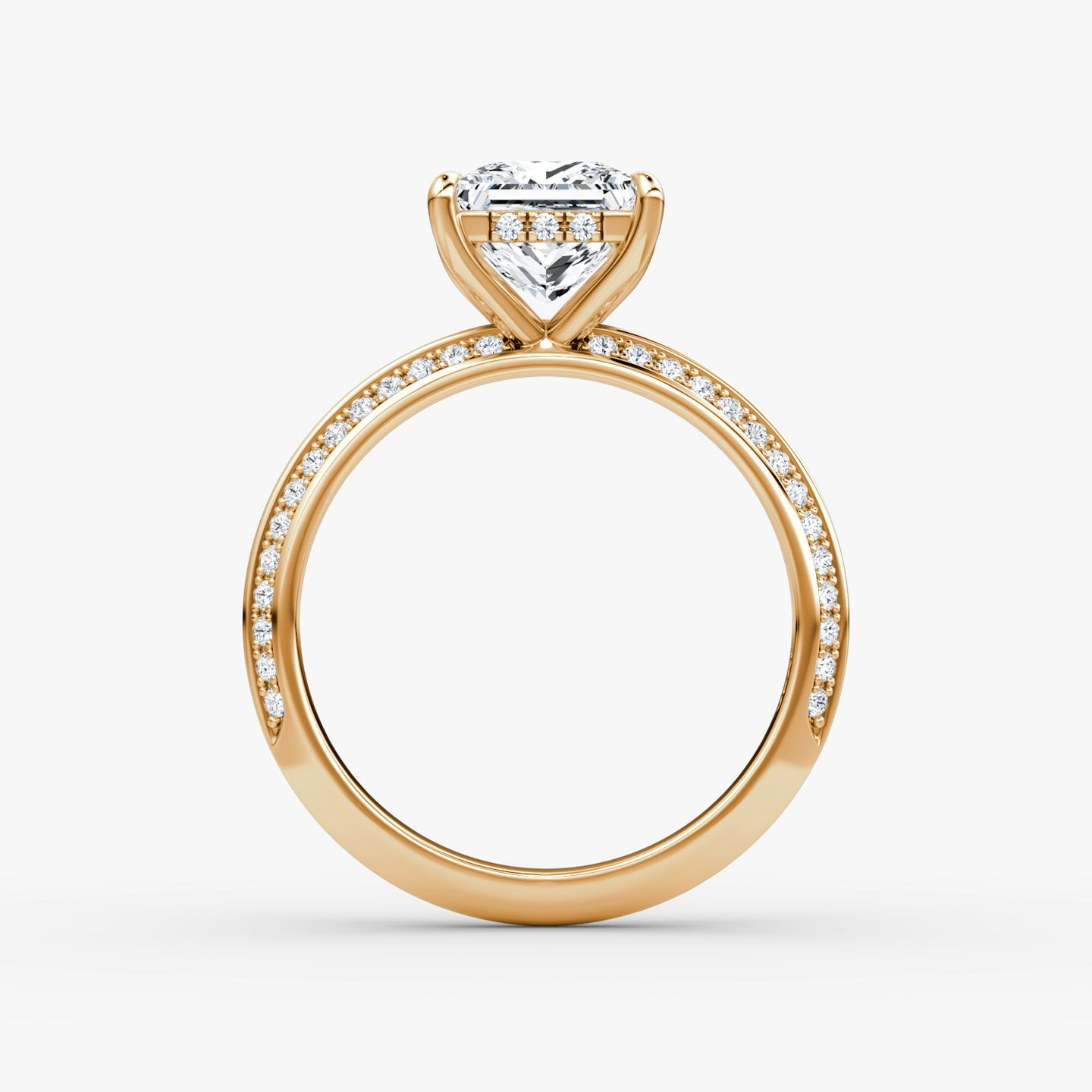 The Knife-Edge | Princess | 14k | 14k Rose Gold | Band: Pavé | Setting style: Hidden Halo | Diamond orientation: vertical | Carat weight: See full inventory
