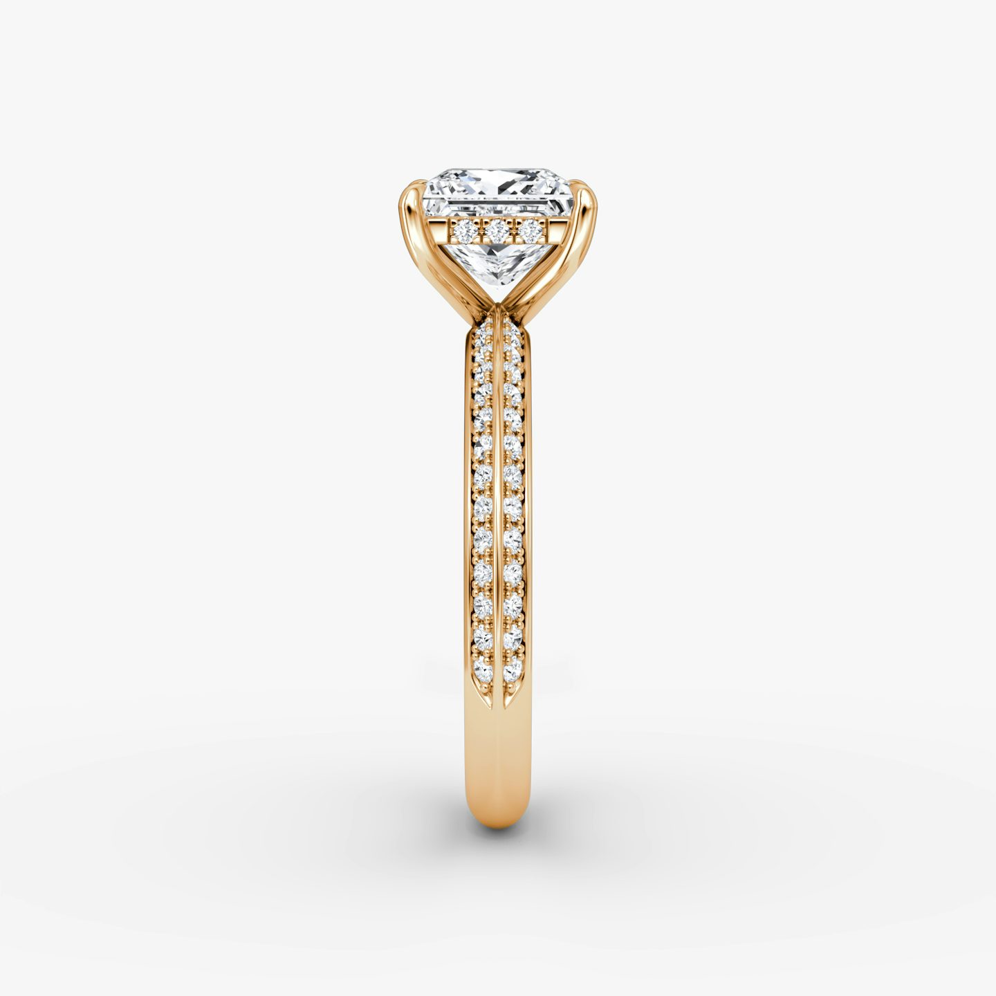 The Knife-Edge | Princess | 14k | 14k Rose Gold | Band: Pavé | Setting style: Hidden Halo | Diamond orientation: vertical | Carat weight: See full inventory