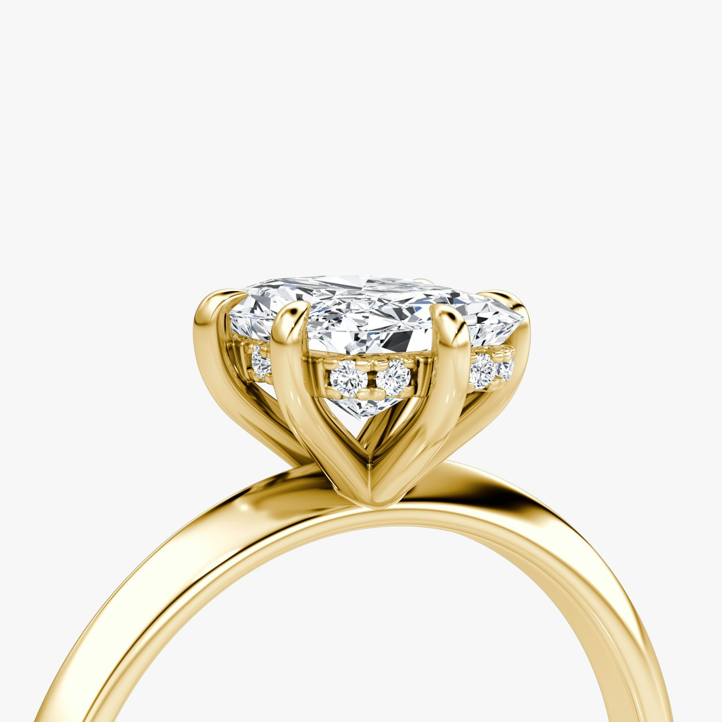 The Knife-Edge | Radiant | 18k | 18k Yellow Gold | Band: Plain | Setting style: Hidden Halo | Diamond orientation: vertical | Carat weight: See full inventory