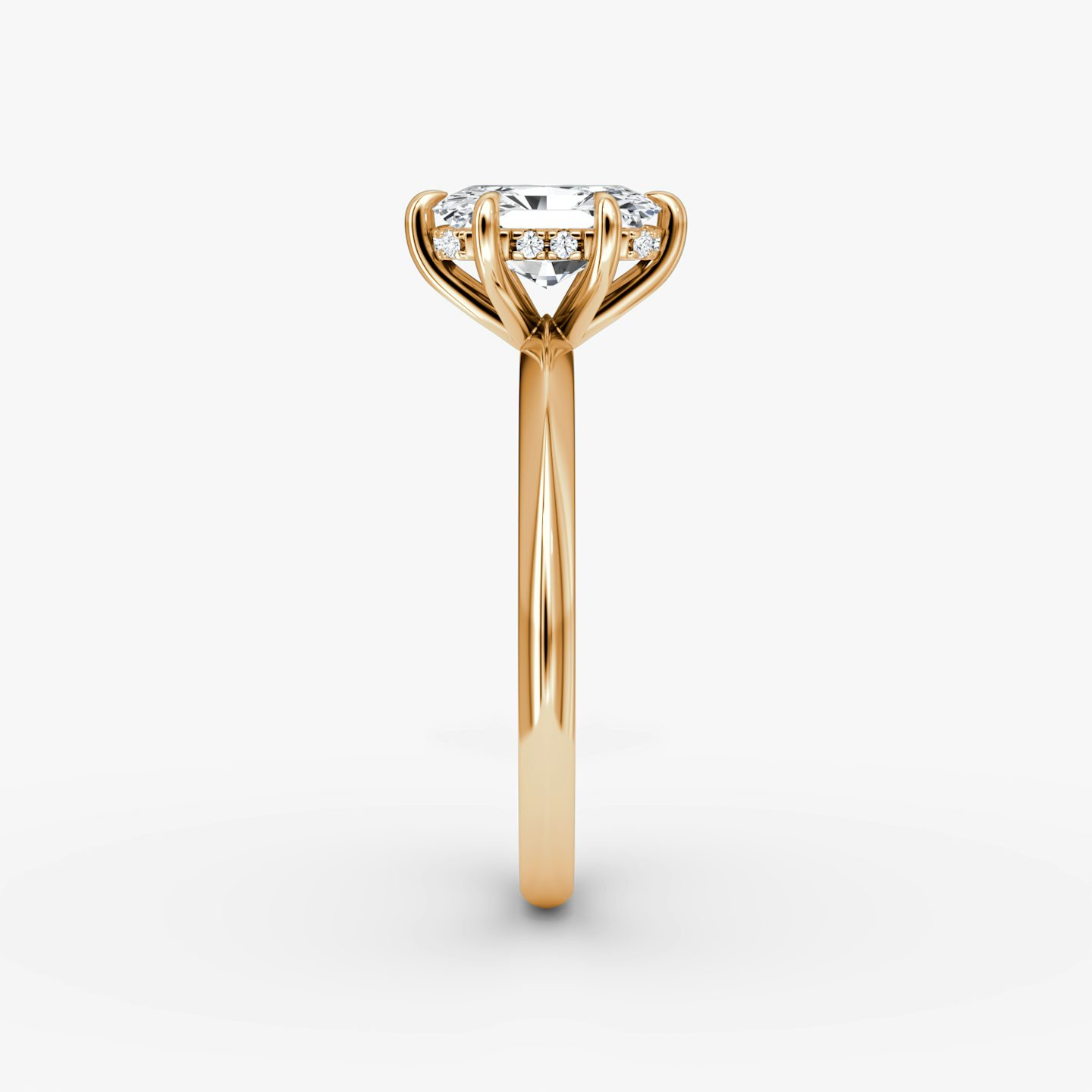 undefined | Radiant | 14k | 14k Rose Gold | Band: Plain | Setting style: Hidden Halo | Diamond orientation: vertical | Carat weight: See full inventory