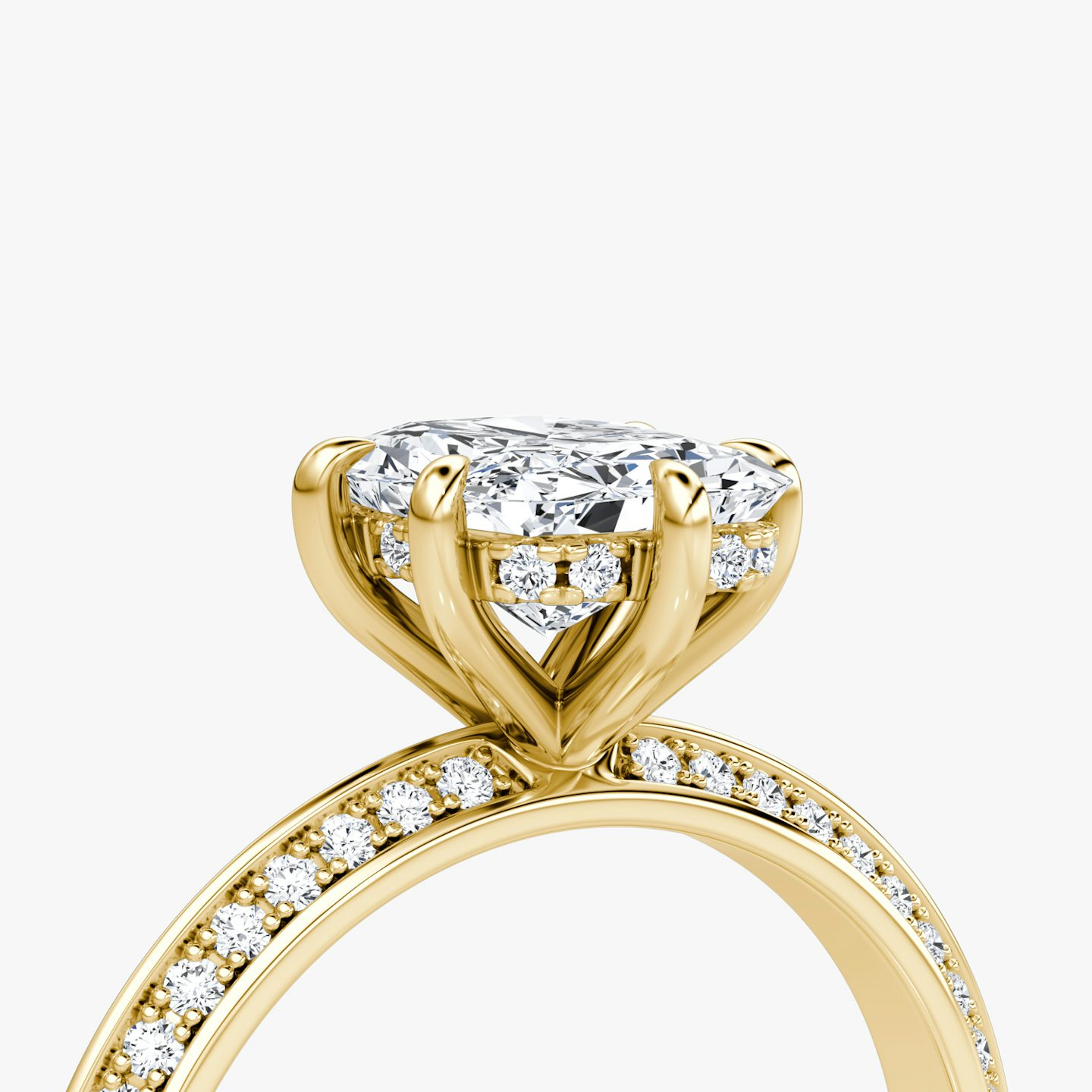 The Knife-Edge | Radiant | 18k | 18k Yellow Gold | Band: Pavé | Setting style: Hidden Halo | Diamond orientation: vertical | Carat weight: See full inventory