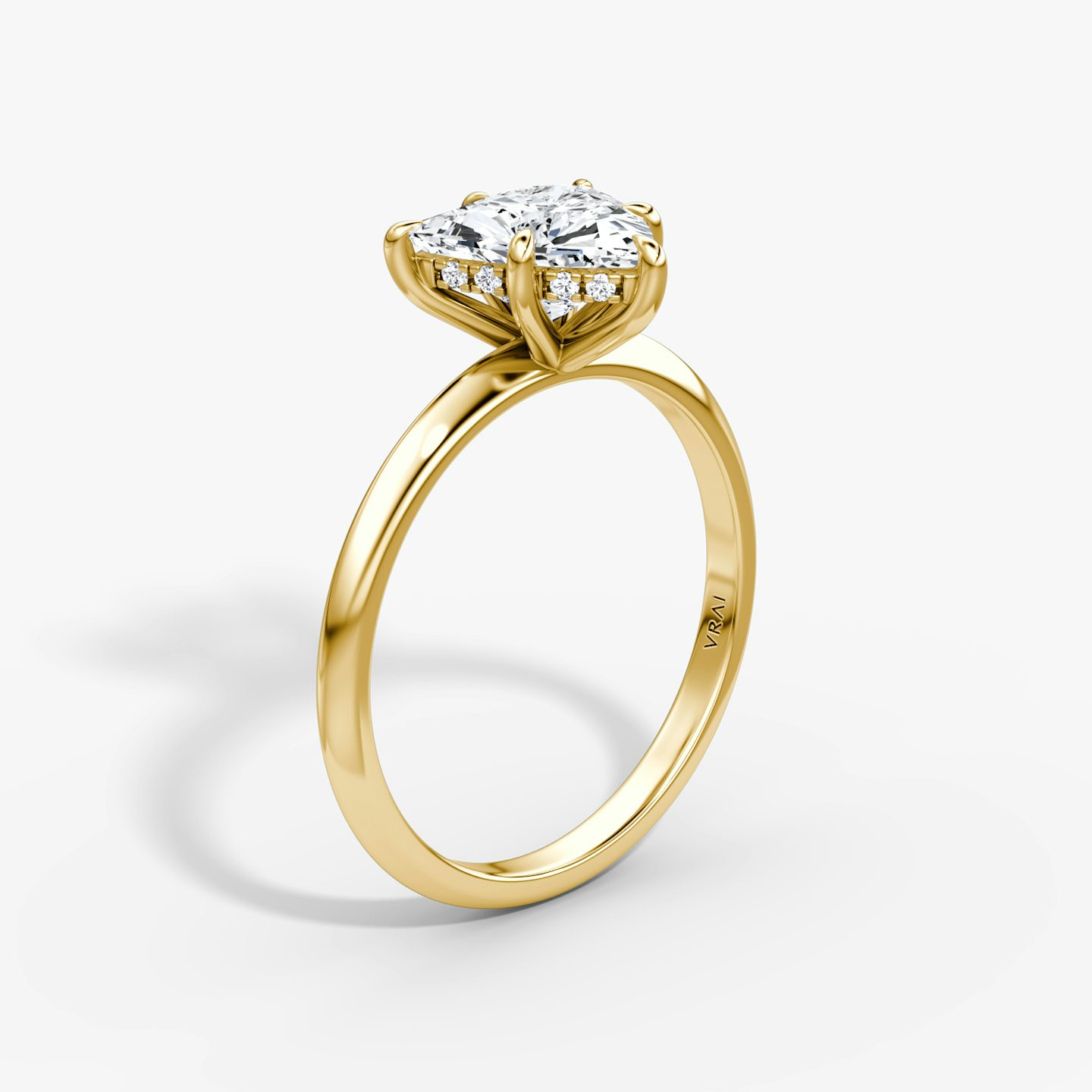 The Knife-Edge | Trillion | 18k | 18k Yellow Gold | Band: Plain | Setting style: Hidden Halo | Diamond orientation: vertical | Carat weight: See full inventory