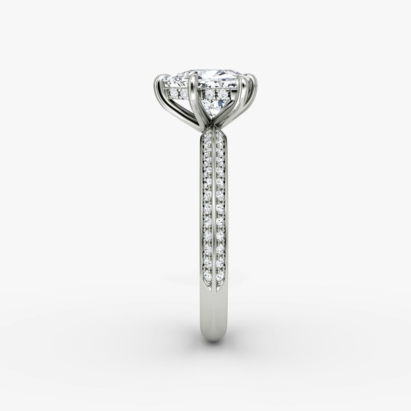 The Knife-Edge | Trillion | Platinum | Band: Pavé | Setting style: Hidden Halo | Diamond orientation: vertical | Carat weight: See full inventory