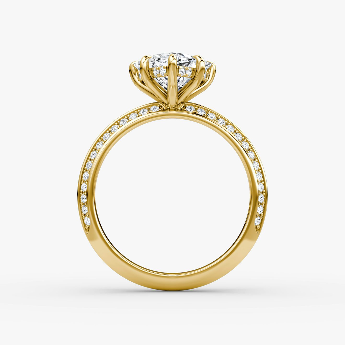 The Knife-Edge | Trillion | 18k | 18k Yellow Gold | Band: Pavé | Setting style: Hidden Halo | Diamond orientation: vertical | Carat weight: See full inventory