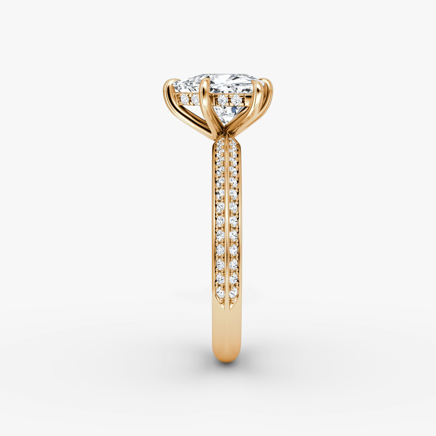 The Knife-Edge | Trillion | 14k | 14k Rose Gold | Band: Pavé | Setting style: Hidden Halo | Diamond orientation: vertical | Carat weight: See full inventory