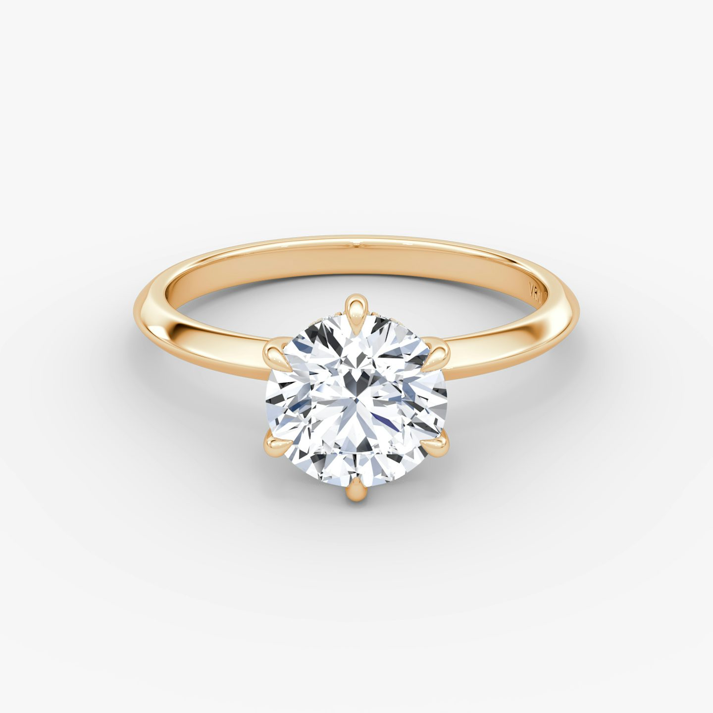 The Knife-Edge | Round Brilliant | 14k | 14k Rose Gold | Band: Plain | Setting style: Hidden Halo | Carat weight: See full inventory | Diamond orientation: vertical