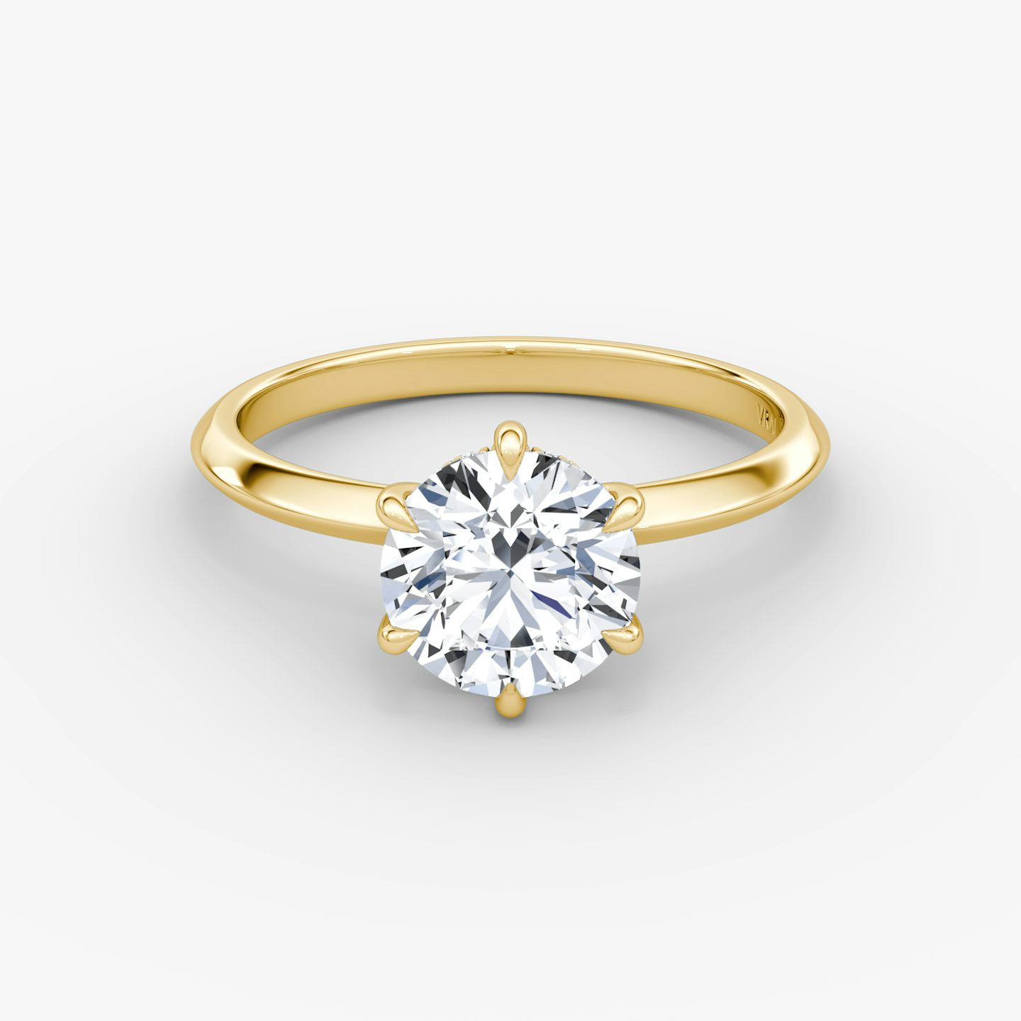 The Knife-Edge | Round Brilliant | 18k | 18k Yellow Gold | Band: Plain | Setting style: Hidden Halo | Carat weight: See full inventory | Diamond orientation: vertical