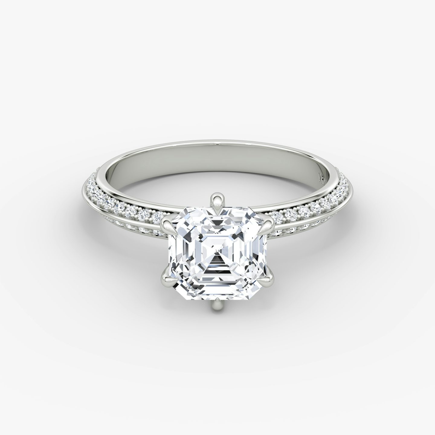 The Knife-Edge | Asscher | 18k | 18k White Gold | Band: Pavé | Setting style: Plain | Diamond orientation: vertical | Carat weight: See full inventory