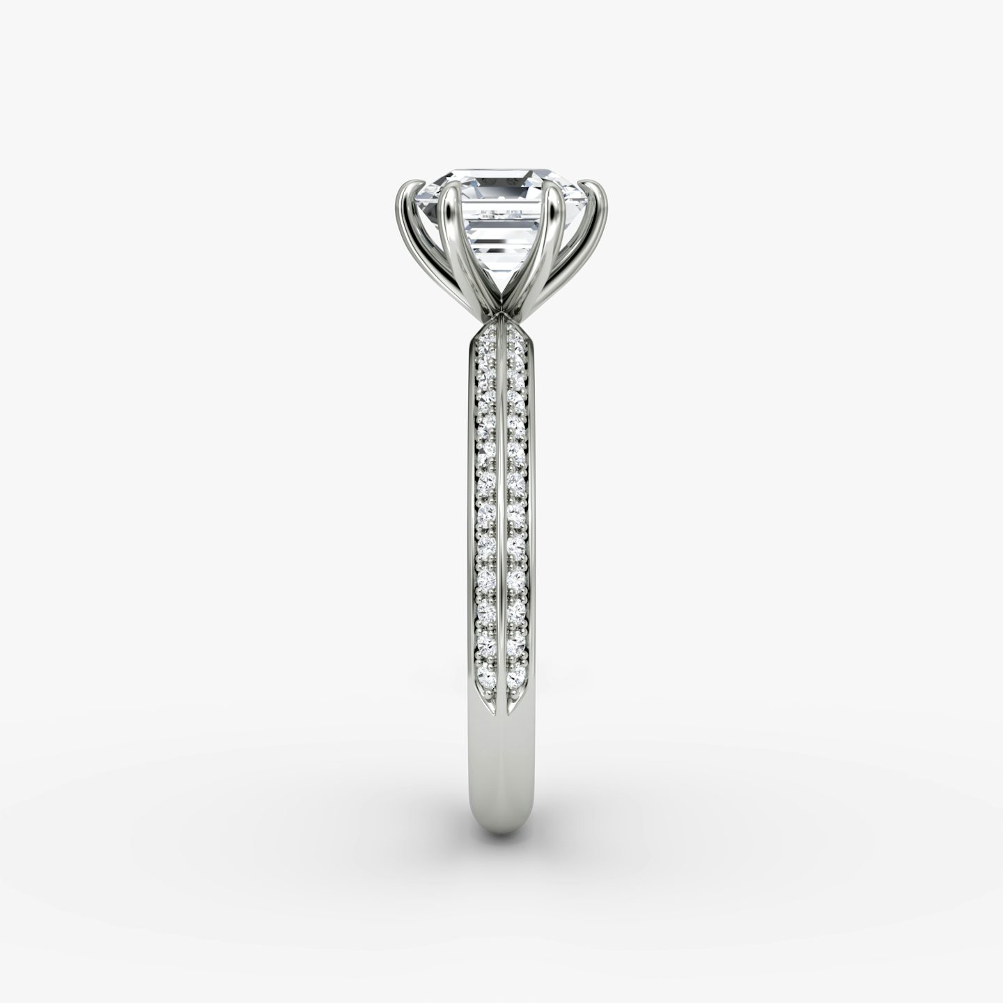 The Knife-Edge | Asscher | 18k | 18k White Gold | Band: Pavé | Setting style: Plain | Diamond orientation: vertical | Carat weight: See full inventory