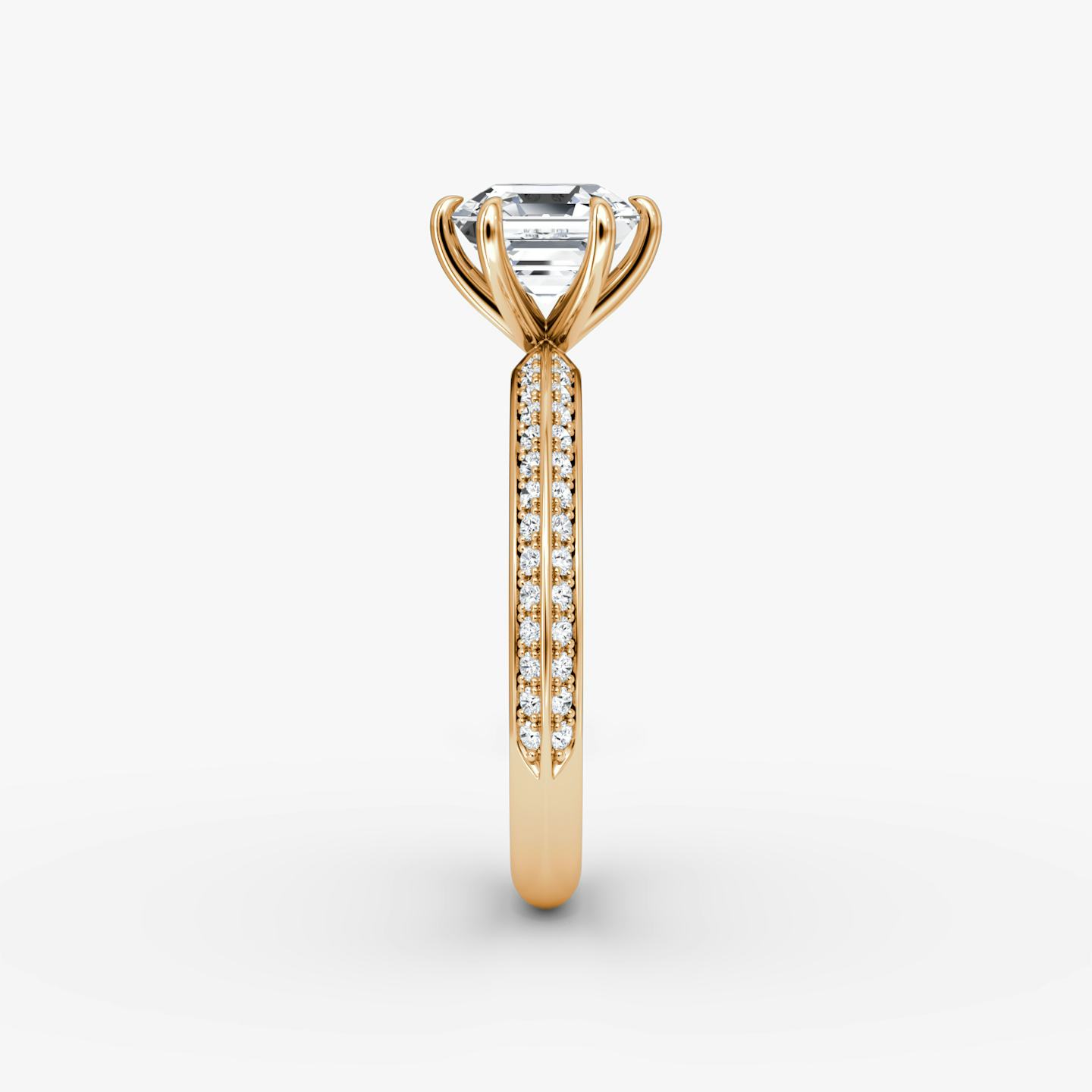 The Knife-Edge | Asscher | 14k | 14k Rose Gold | Band: Pavé | Setting style: Plain | Diamond orientation: vertical | Carat weight: See full inventory