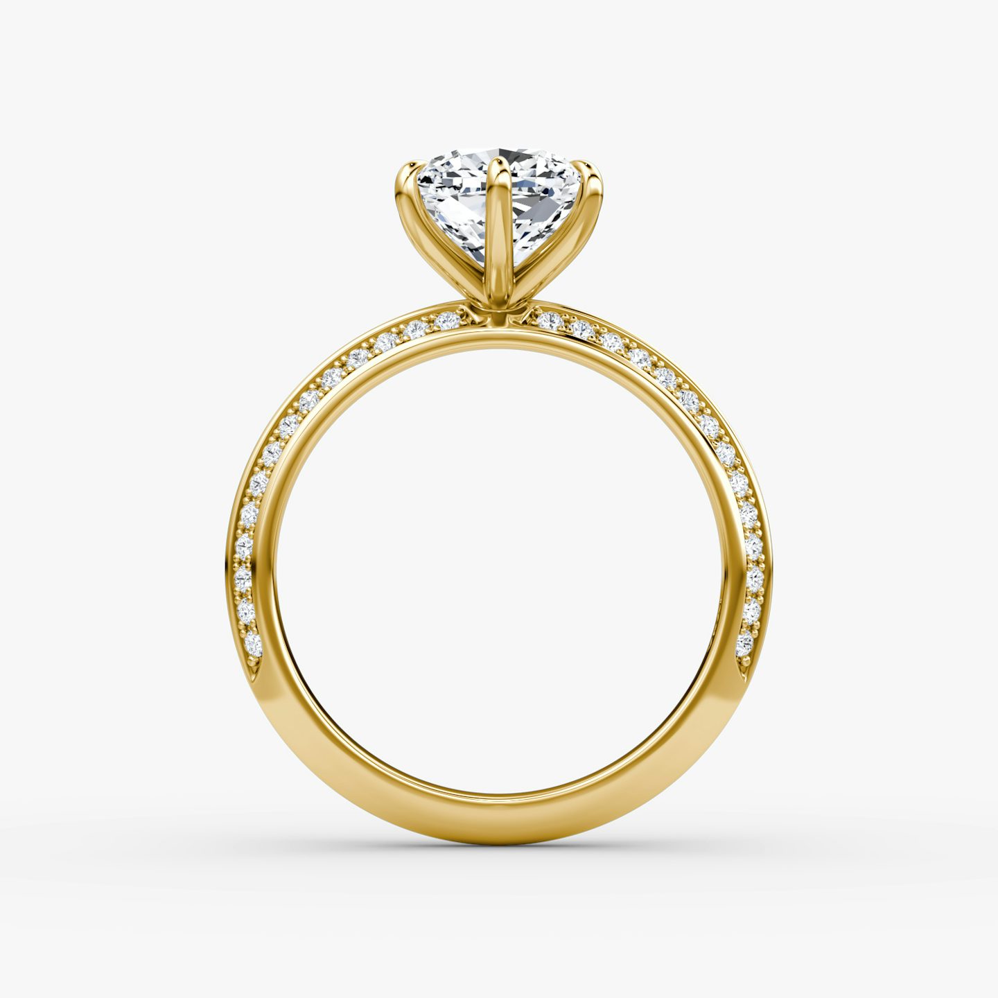 The Knife-Edge | Pavé Cushion | 18k | 18k Yellow Gold | Band: Pavé | Setting style: Plain | Diamond orientation: vertical | Carat weight: See full inventory