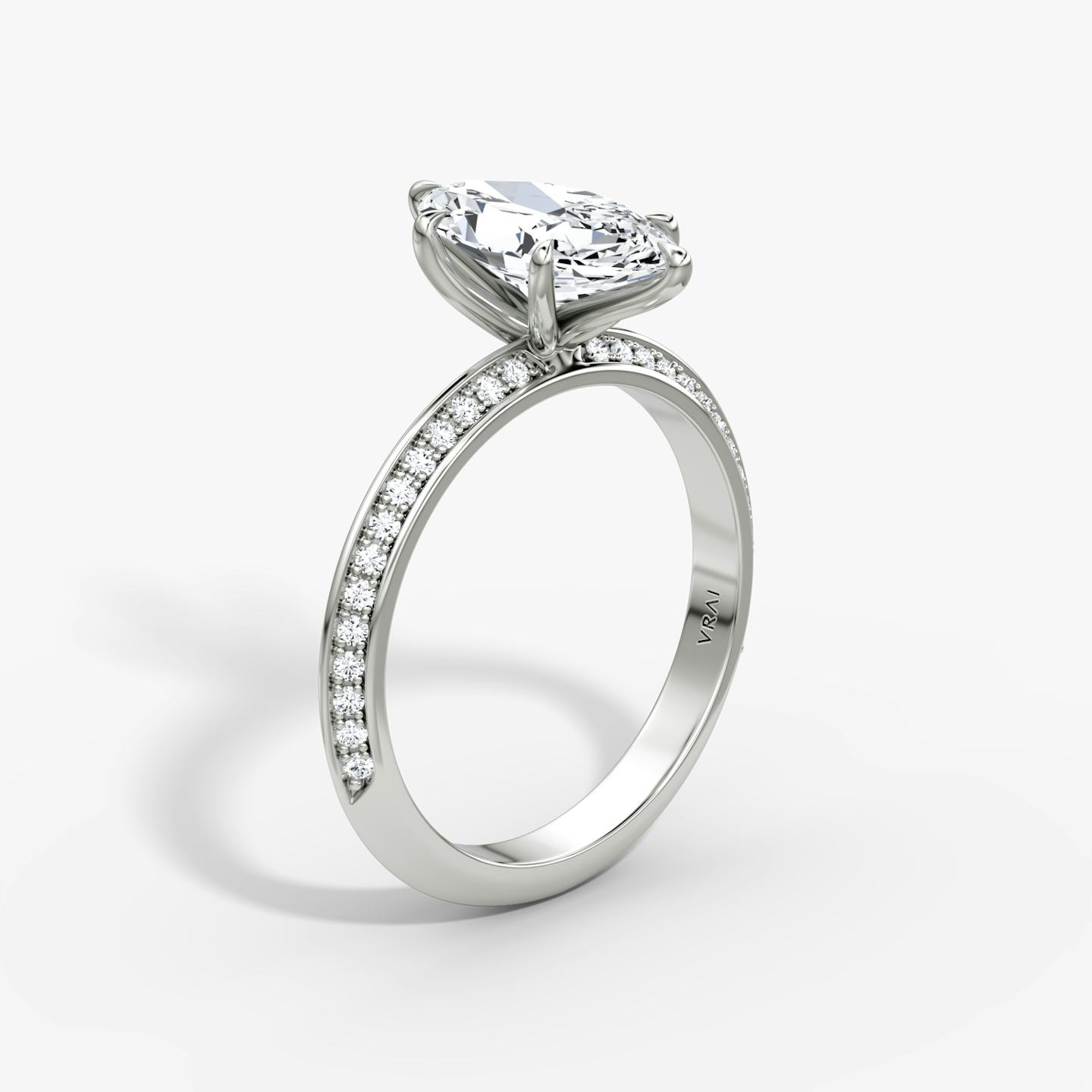 The Knife-Edge | Pavé Marquise | Platinum | Band: Pavé | Setting style: Plain | Diamond orientation: vertical | Carat weight: See full inventory
