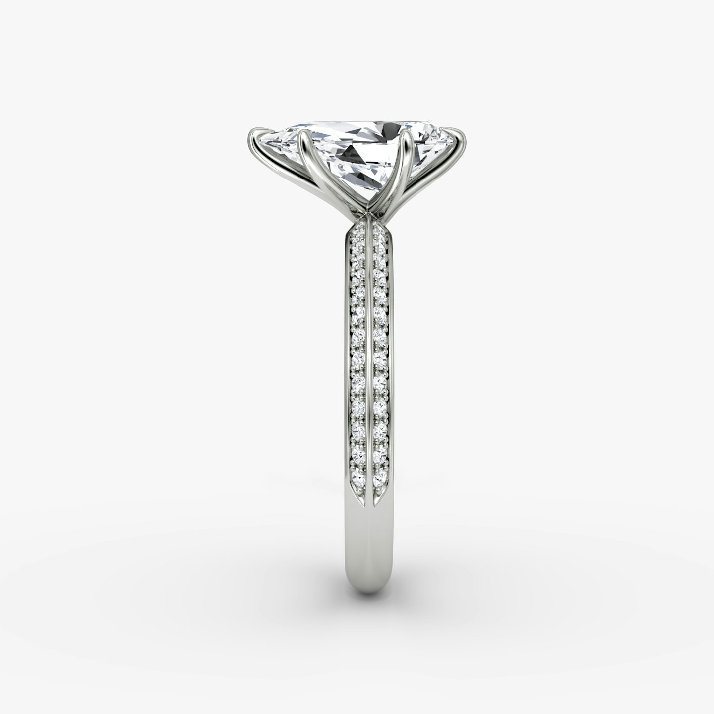The Knife-Edge | Pear | 18k | 18k White Gold | Band: Pavé | Setting style: Plain | Diamond orientation: vertical | Carat weight: See full inventory
