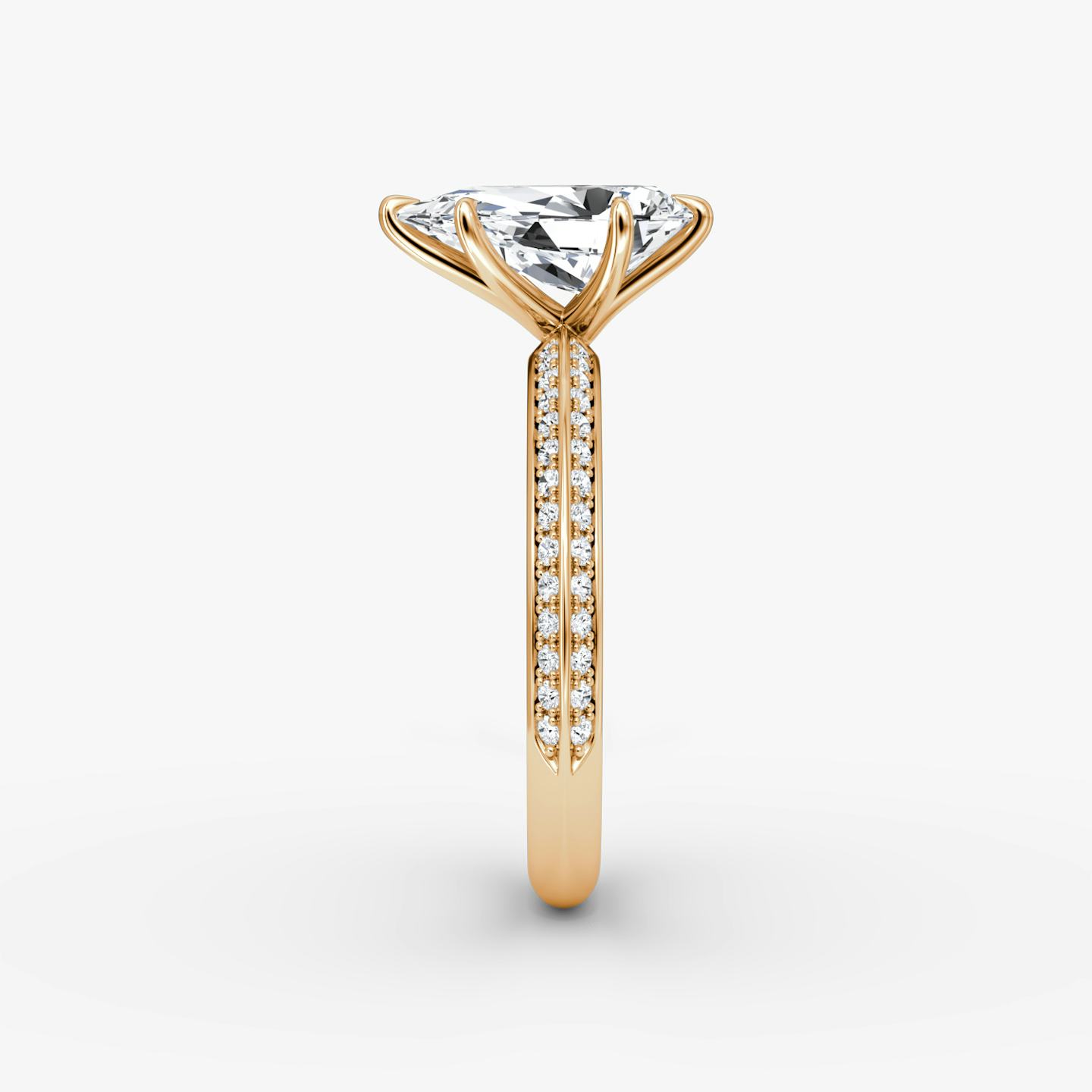 The Knife-Edge | Pear | 14k | 14k Rose Gold | Band: Pavé | Setting style: Plain | Diamond orientation: vertical | Carat weight: See full inventory