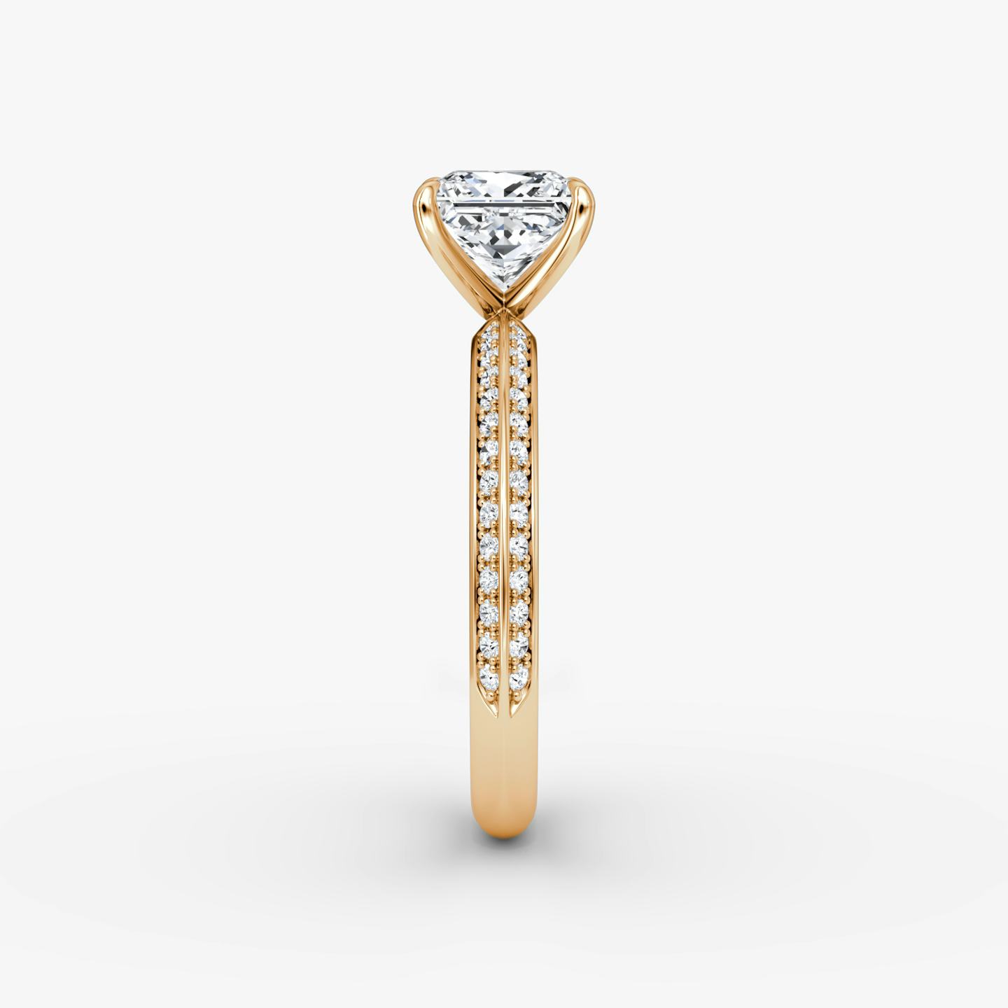 The Knife-Edge | Princess | 14k | 14k Rose Gold | Band: Pavé | Setting style: Plain | Diamond orientation: vertical | Carat weight: See full inventory