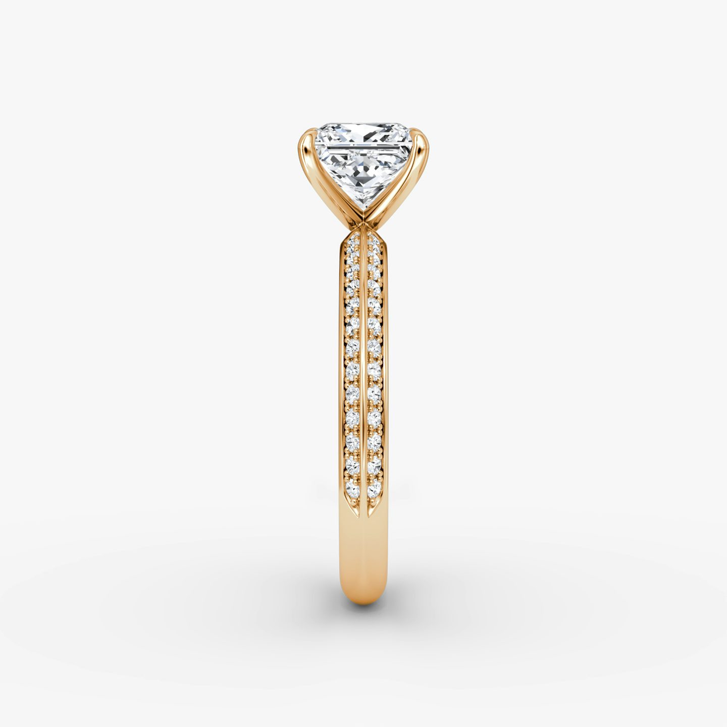 The Knife-Edge | Princess | 14k | 14k Rose Gold | Band: Pavé | Setting style: Plain | Diamond orientation: vertical | Carat weight: See full inventory