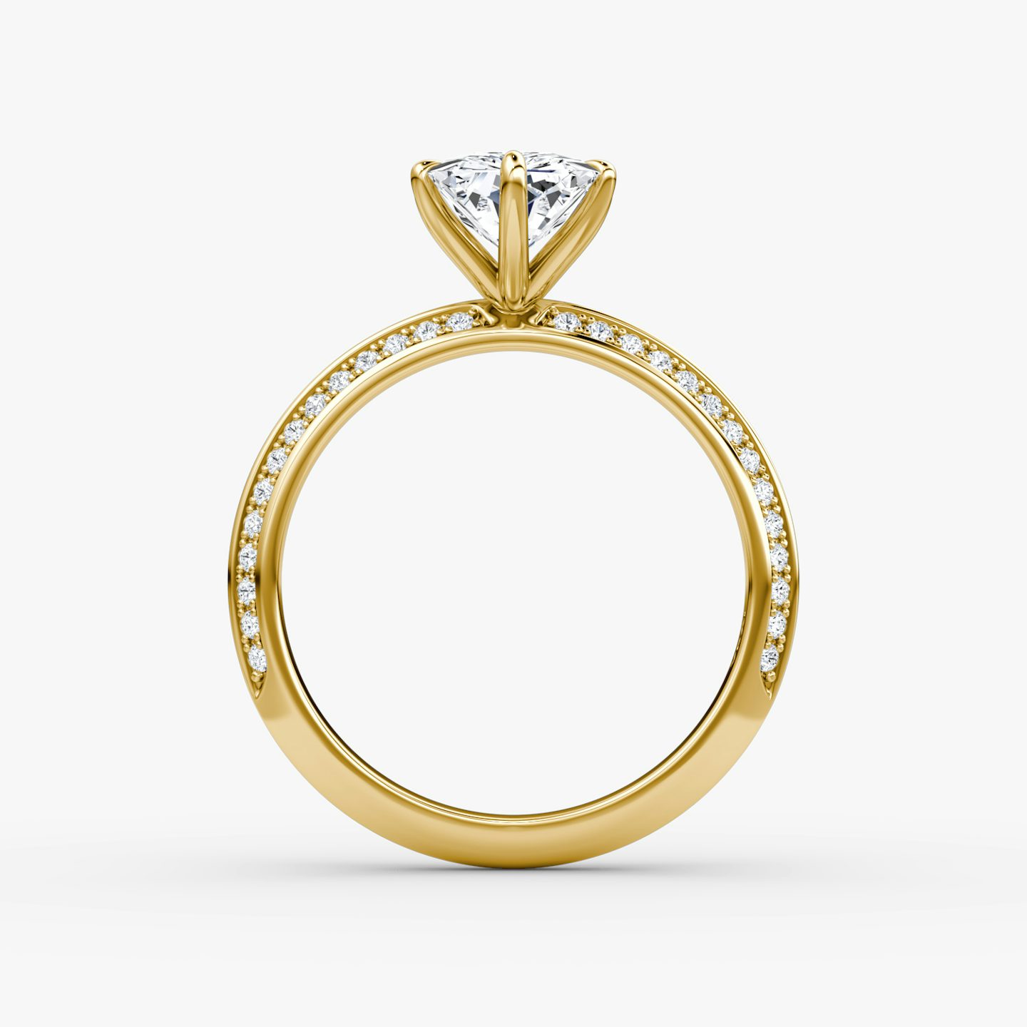 The Knife-Edge | Radiant | 18k | 18k Yellow Gold | Band: Pavé | Setting style: Plain | Diamond orientation: vertical | Carat weight: See full inventory