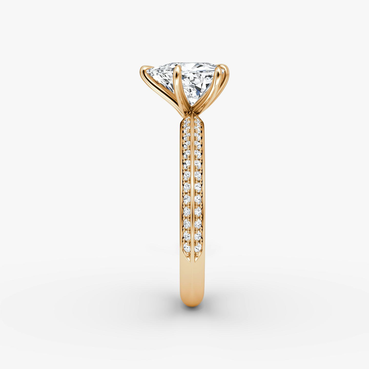 The Knife-Edge | Trillion | 14k | 14k Rose Gold | Band: Pavé | Setting style: Plain | Diamond orientation: vertical | Carat weight: See full inventory
