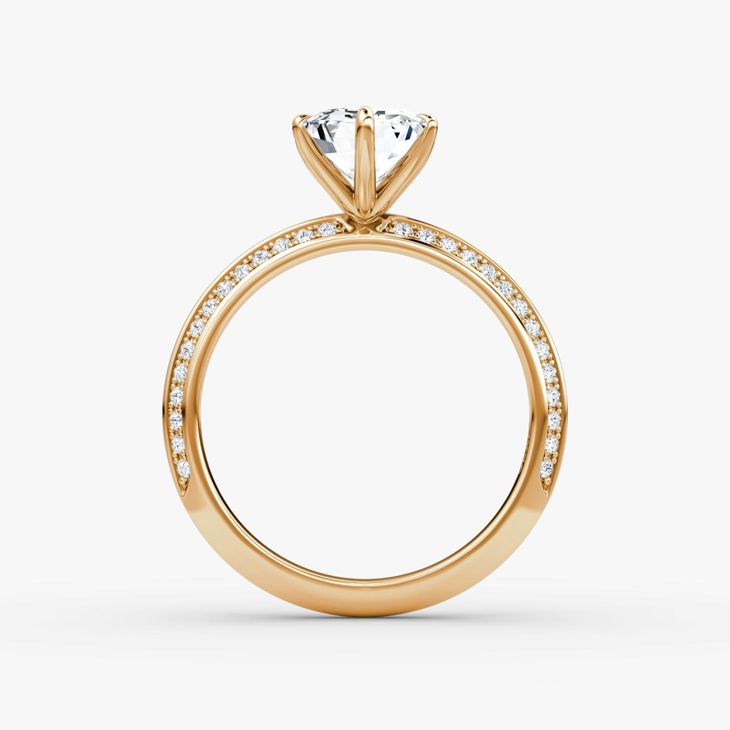 The Knife-Edge | Emerald | 14k | 14k Rose Gold | Band: Pavé | Setting style: Plain | Diamond orientation: vertical | Carat weight: See full inventory