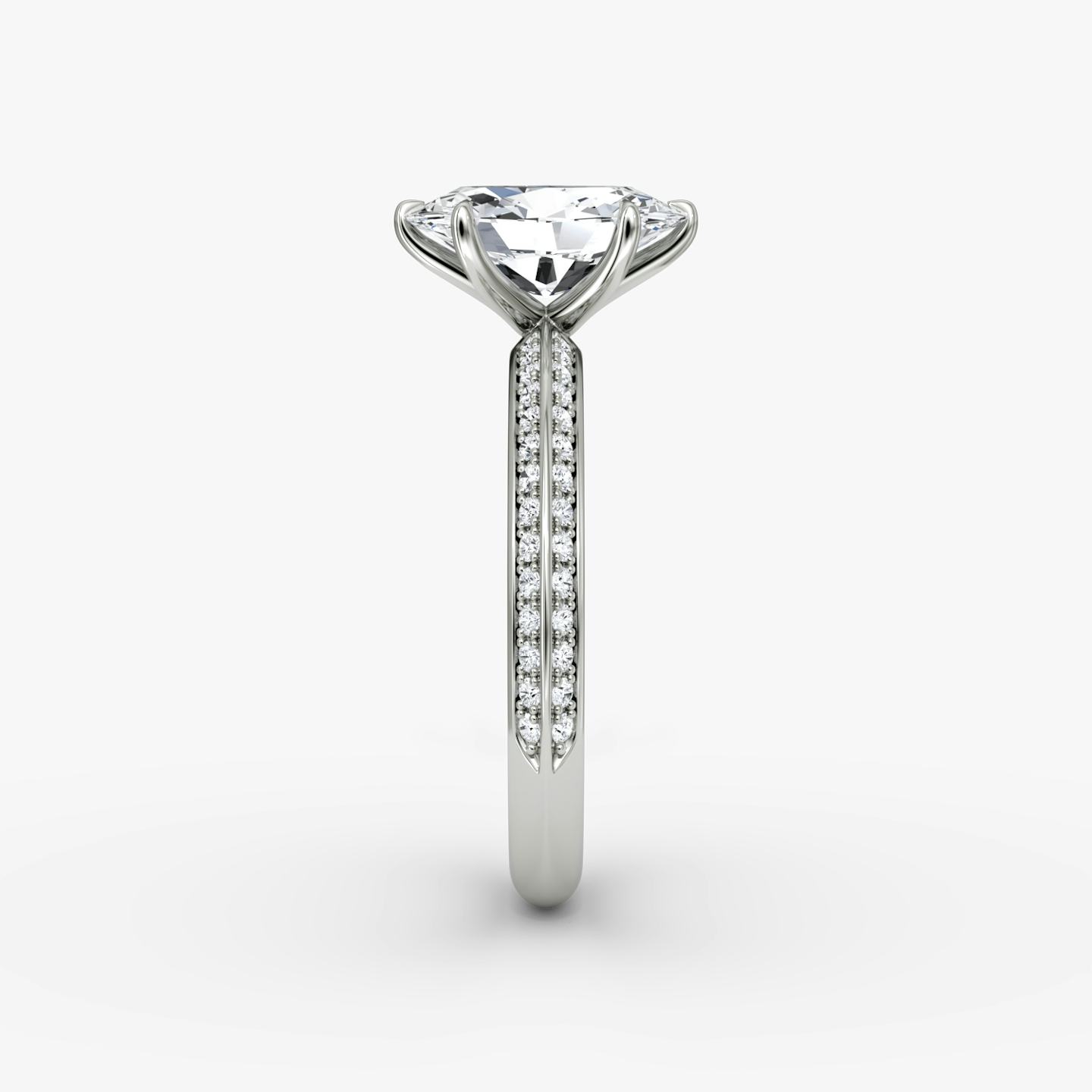 The Knife-Edge | Oval | 18k | 18k White Gold | Band: Pavé | Setting style: Plain | Diamond orientation: vertical | Carat weight: See full inventory