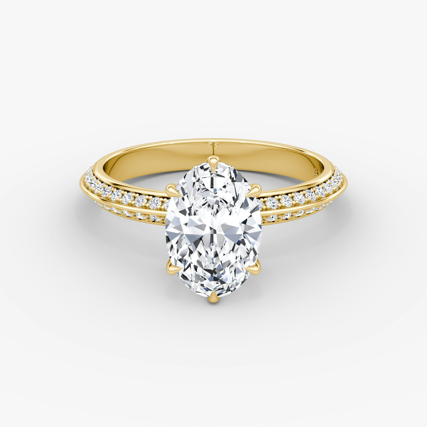 The Knife-Edge | Oval | 18k | 18k Yellow Gold | Band: Pavé | Setting style: Plain | Diamond orientation: vertical | Carat weight: See full inventory