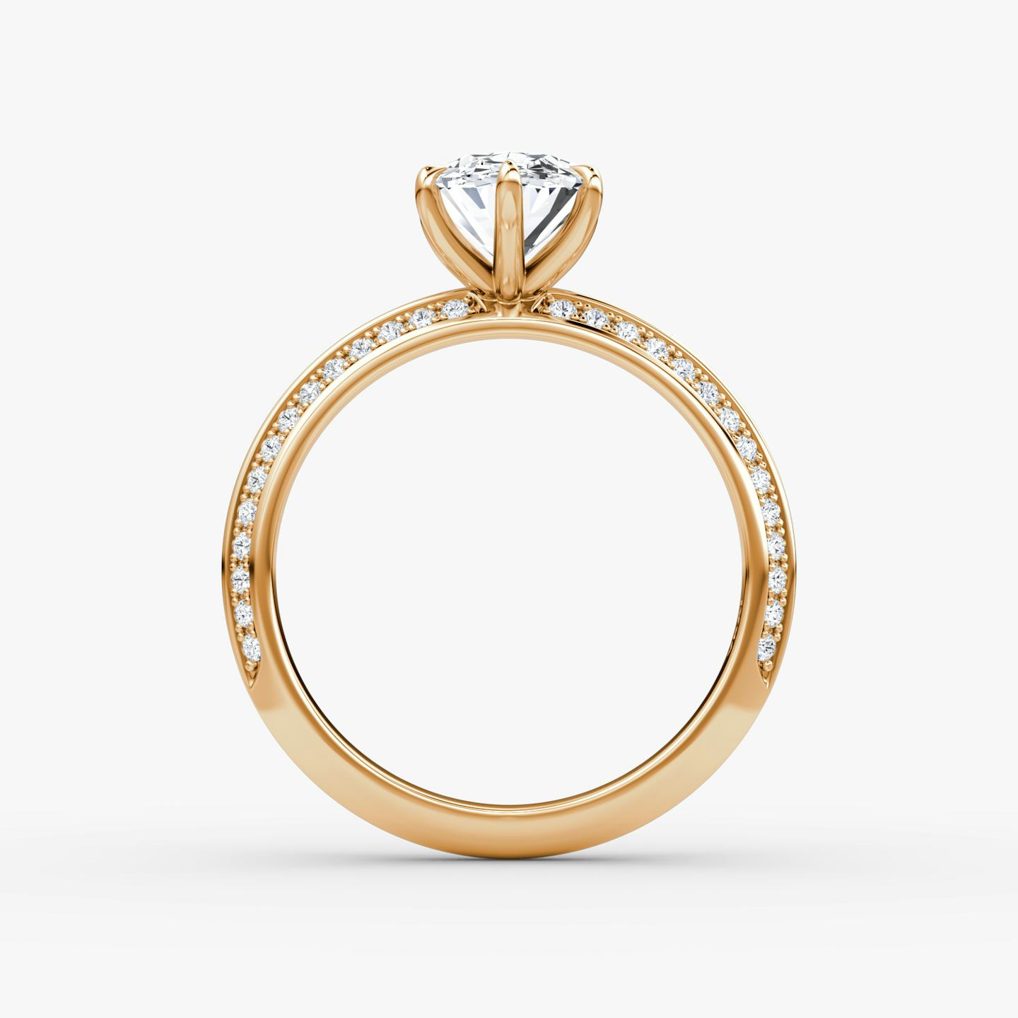 The Knife-Edge | Oval | 14k | 14k Rose Gold | Band: Pavé | Setting style: Plain | Diamond orientation: vertical | Carat weight: See full inventory