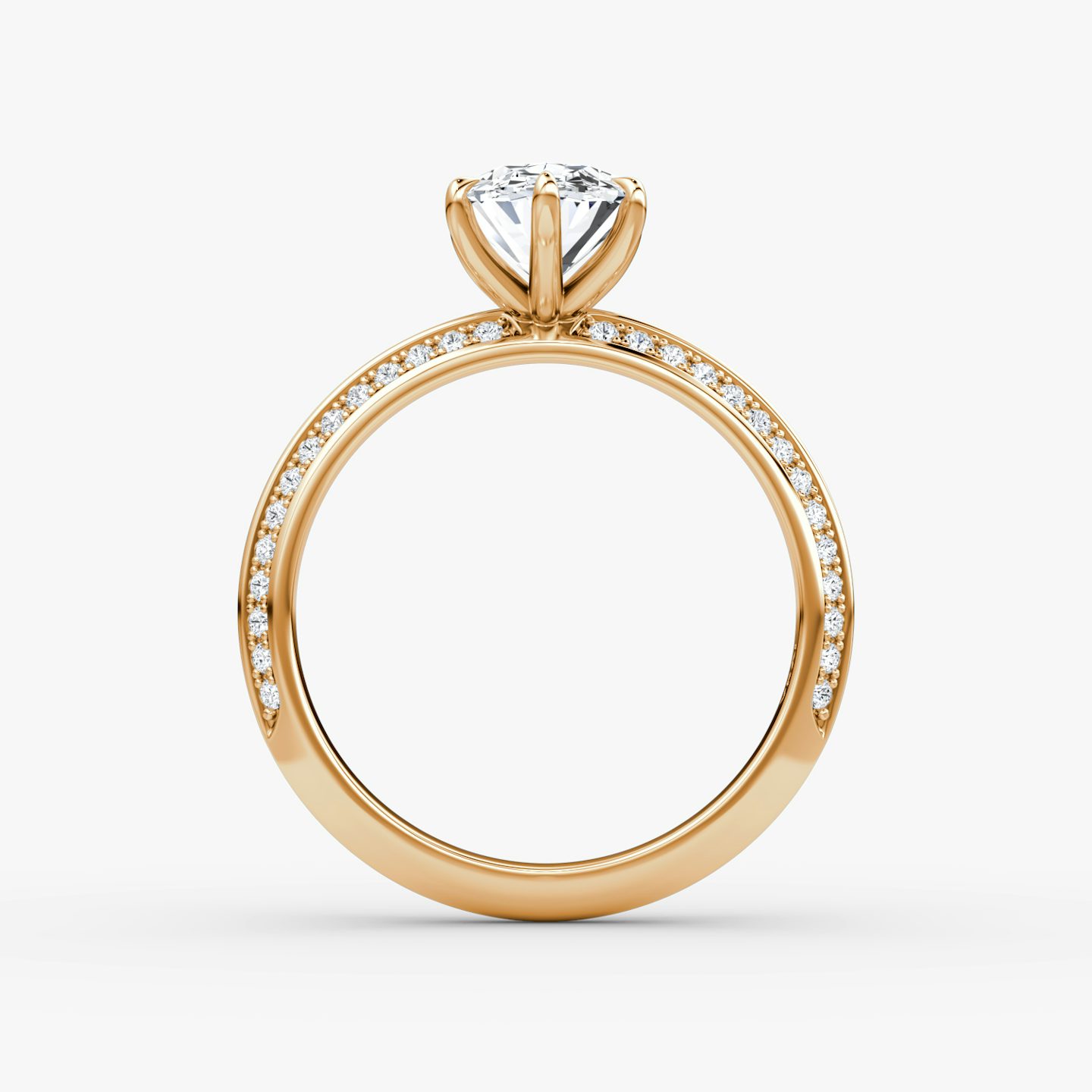 The Knife-Edge | Oval | 14k | 14k Rose Gold | Band: Pavé | Setting style: Plain | Diamond orientation: vertical | Carat weight: See full inventory