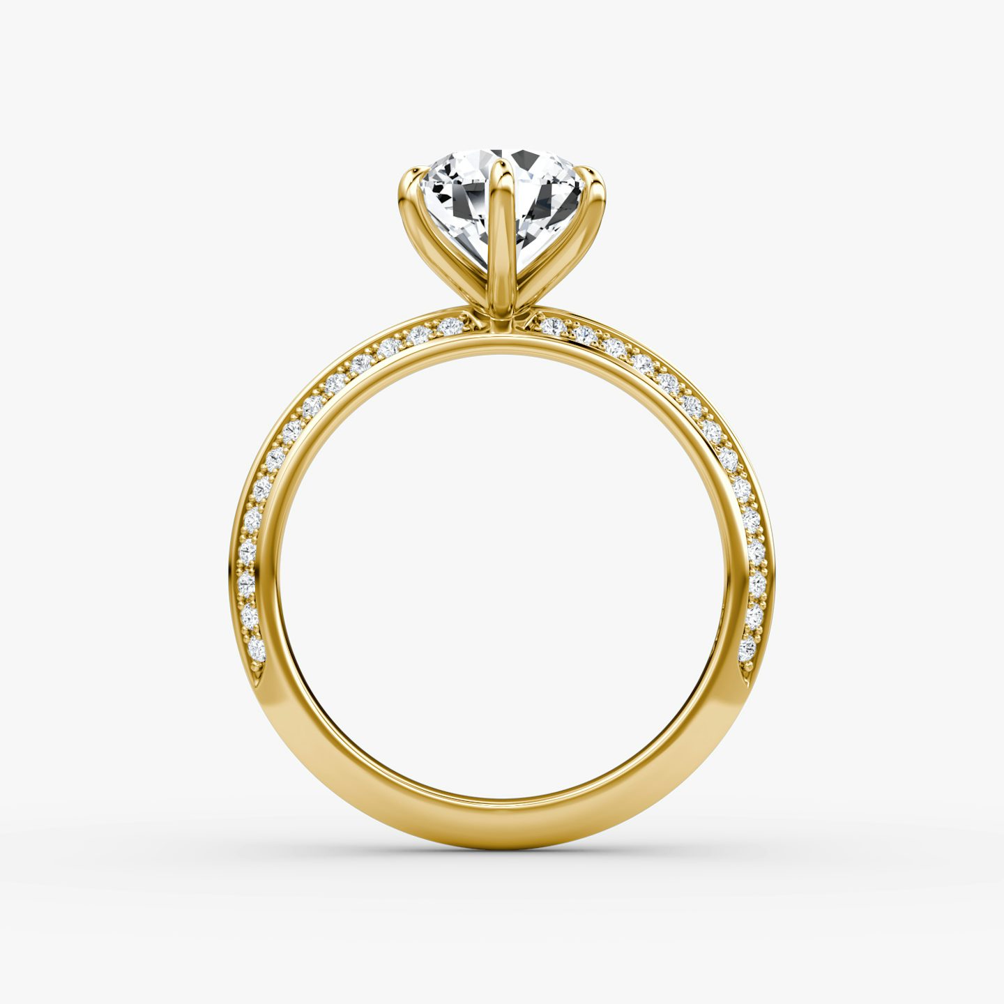 The Knife-Edge | Round Brilliant | 18k | 18k Yellow Gold | Band: Pavé | Setting style: Plain | Carat weight: See full inventory | Diamond orientation: vertical