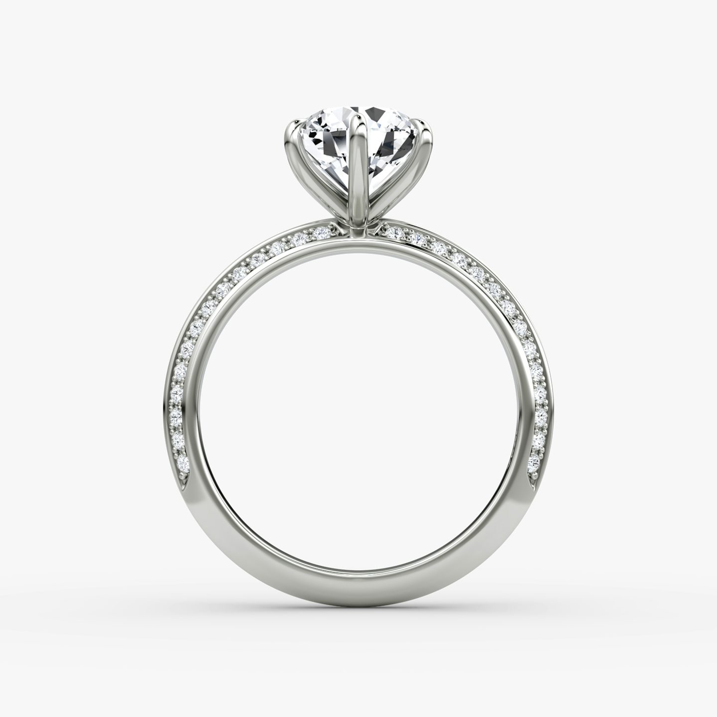 The Knife-Edge | Round Brilliant | 18k | 18k White Gold | Band: Pavé | Setting style: Plain | Carat weight: See full inventory | Diamond orientation: vertical