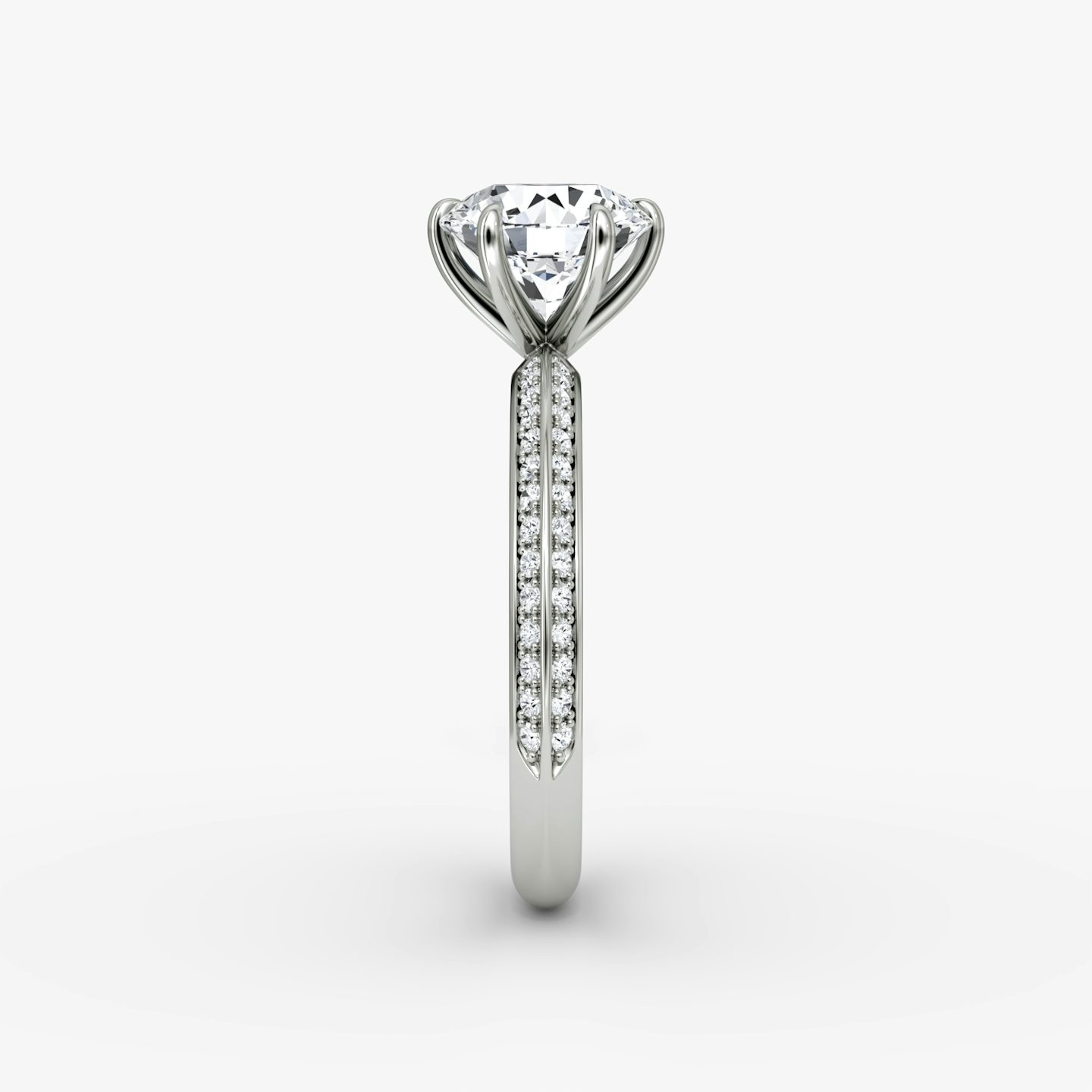 The Knife-Edge | Round Brilliant | 18k | 18k White Gold | Band: Pavé | Setting style: Plain | Carat weight: See full inventory | Diamond orientation: vertical