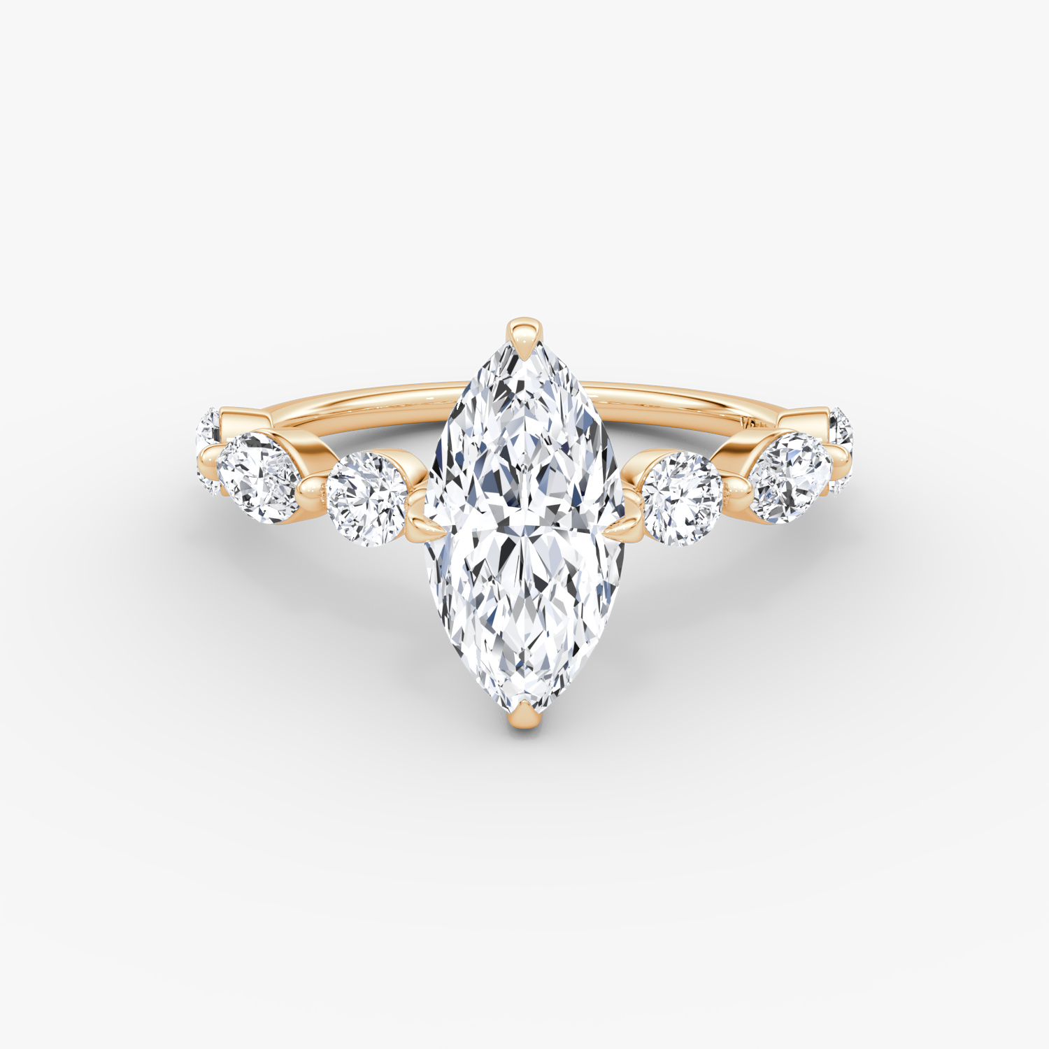 Mixed Shape Single Shared Prong Marquise Engagement Ring | 14k Rose Gold