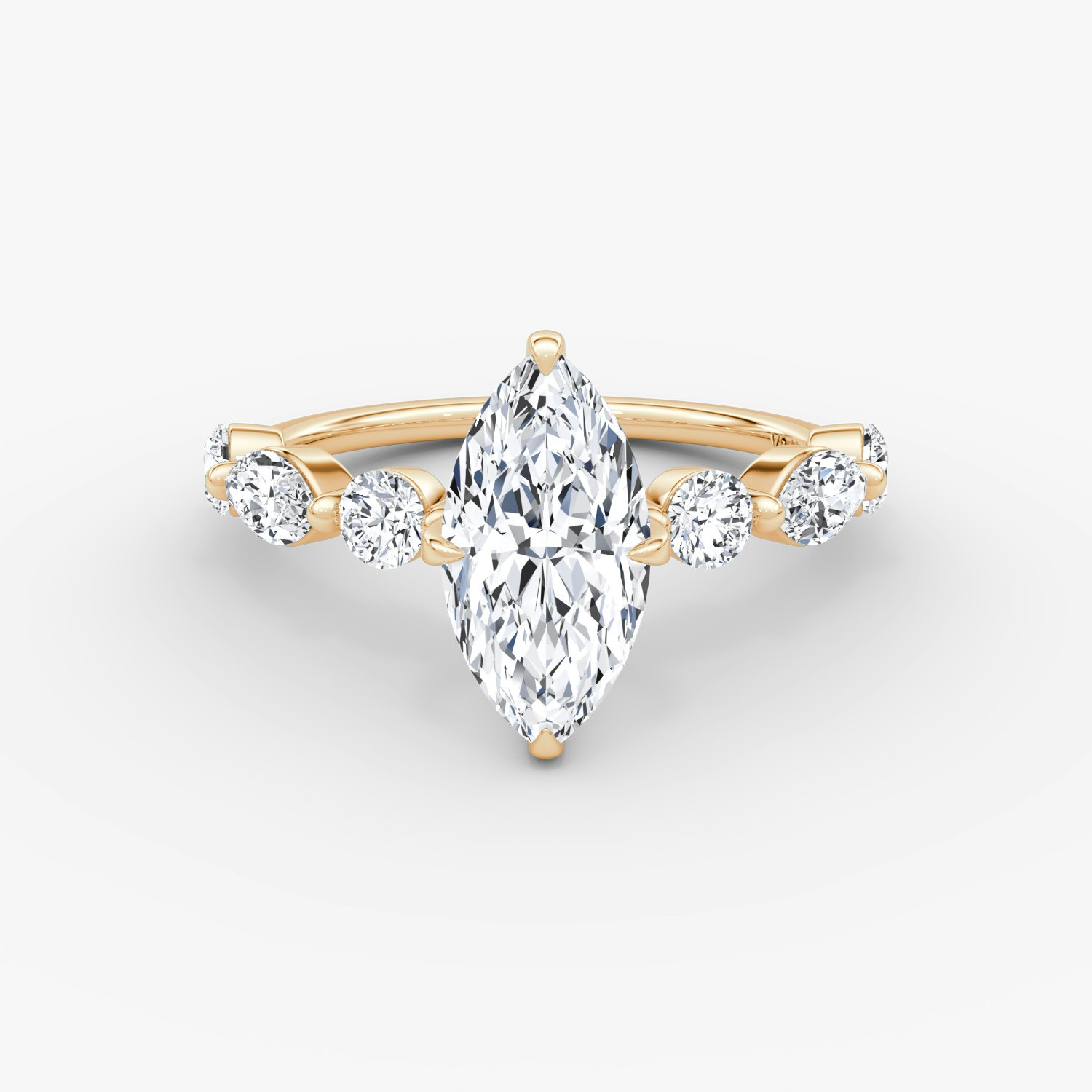 Mixed Shape Single Shared Prong Marquise Engagement Ring | 14k Rose Gold