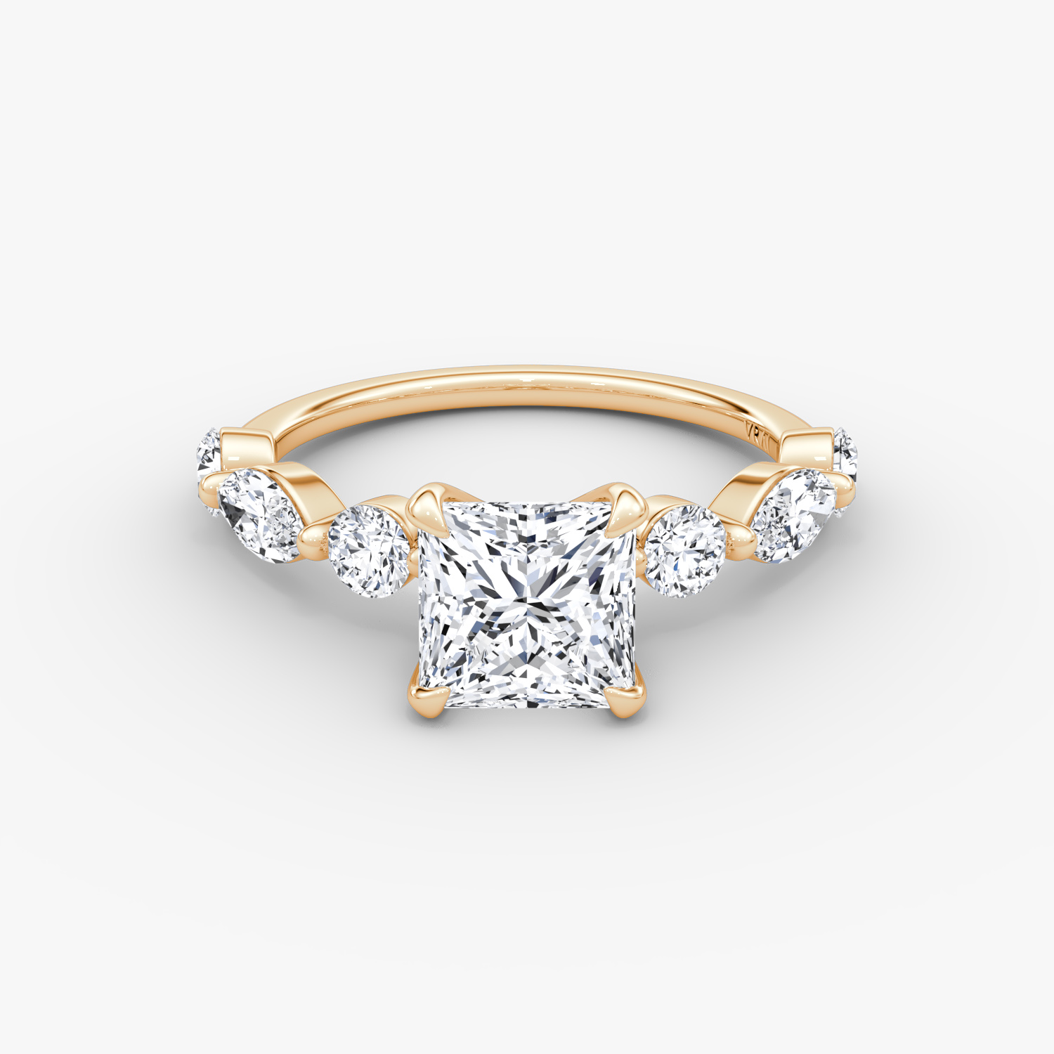 Mixed Shape Single Shared Prong Princess Engagement Ring | 14k Rose Gold