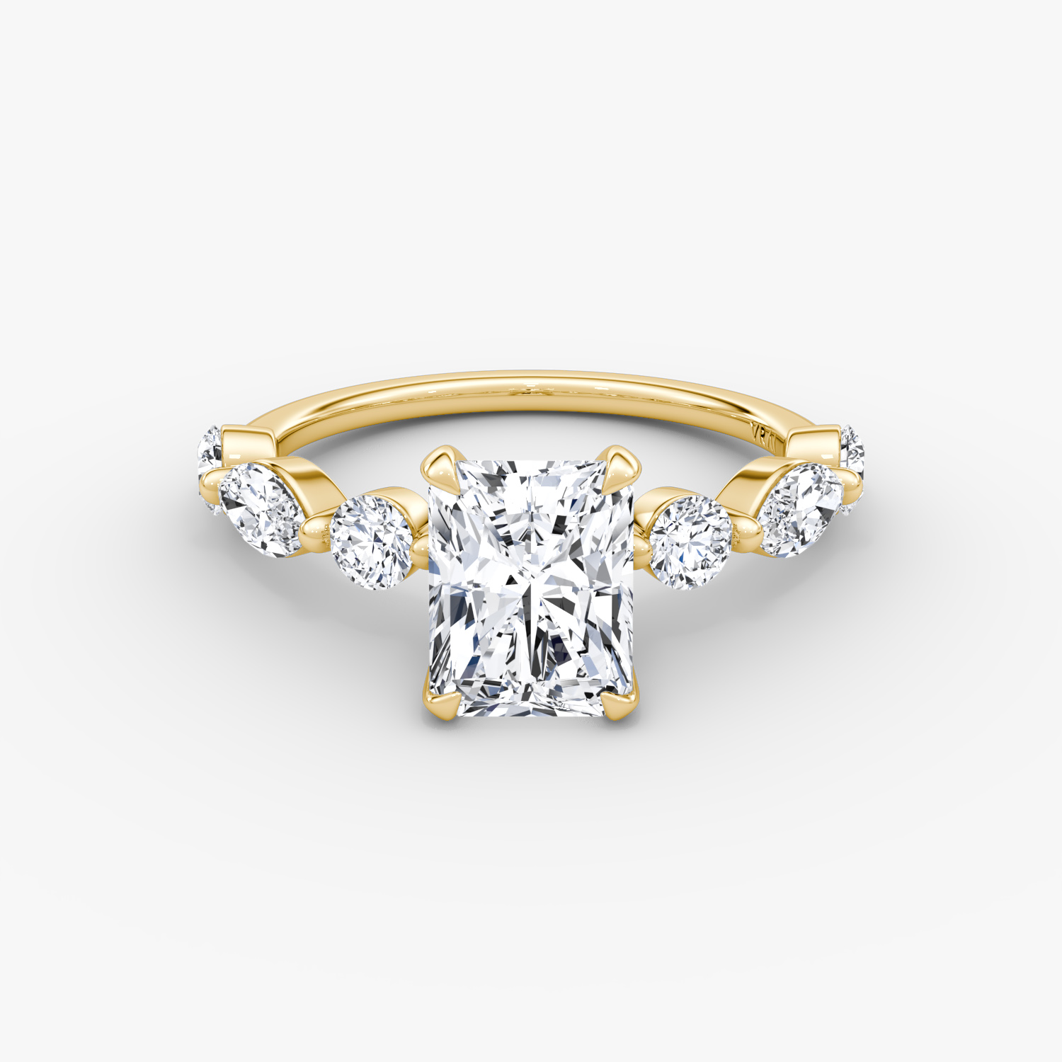 Mixed Shape Single Shared Prong Radiant Engagement Ring | 18k Yellow Gold