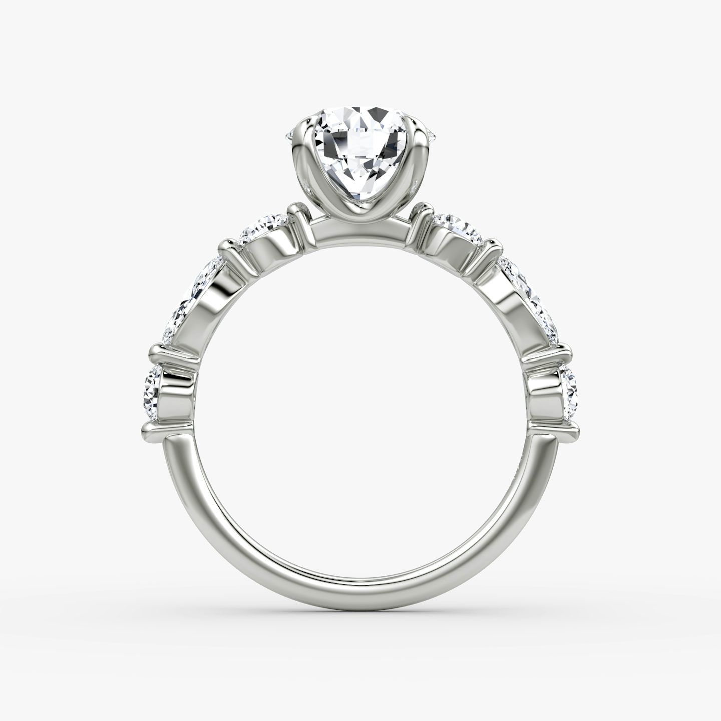 The Mixed Shape Single Shared Prong | Round Brilliant | 18k | 18k White Gold | Carat weight: See full inventory | Diamond orientation: vertical
