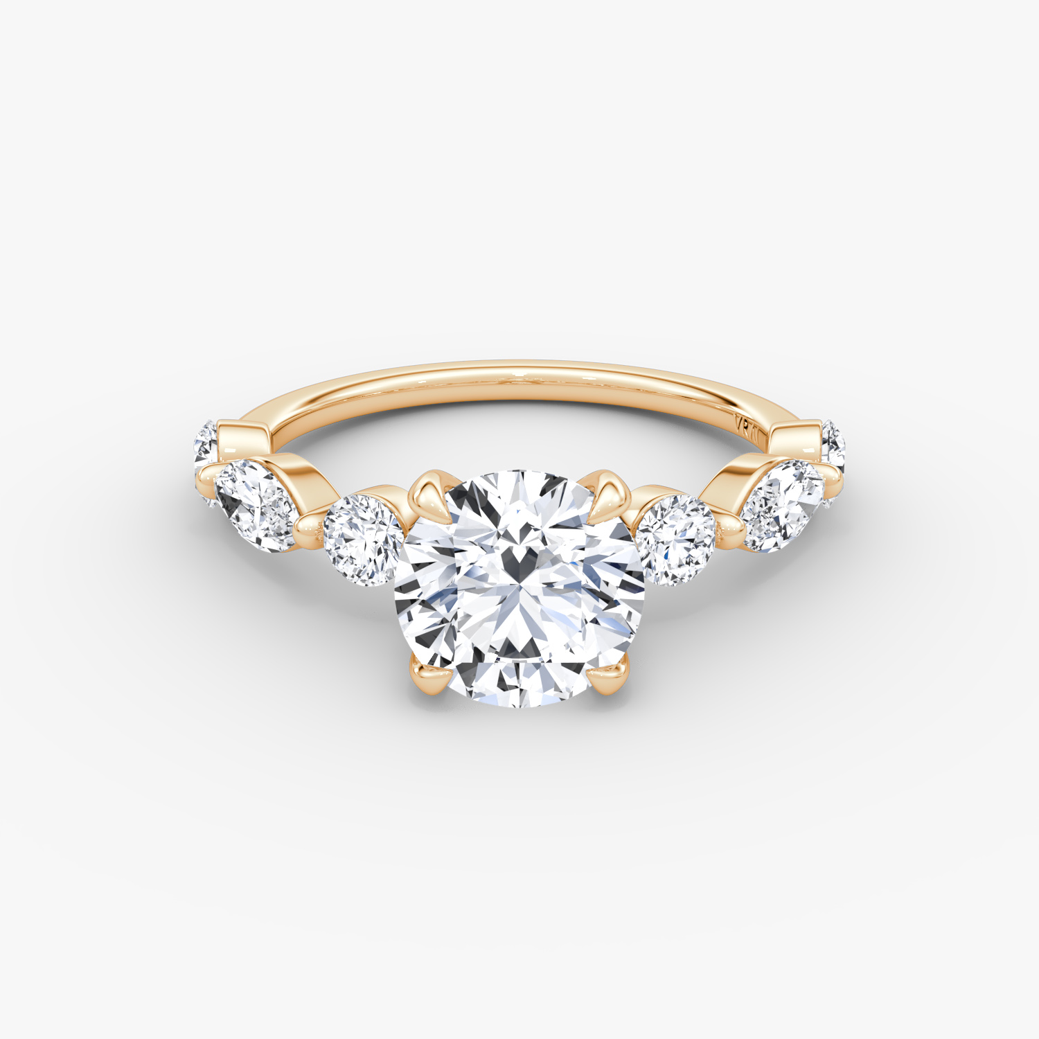Mixed Shape Single Shared Prong Round Brilliant Engagement Ring | 14k Rose Gold