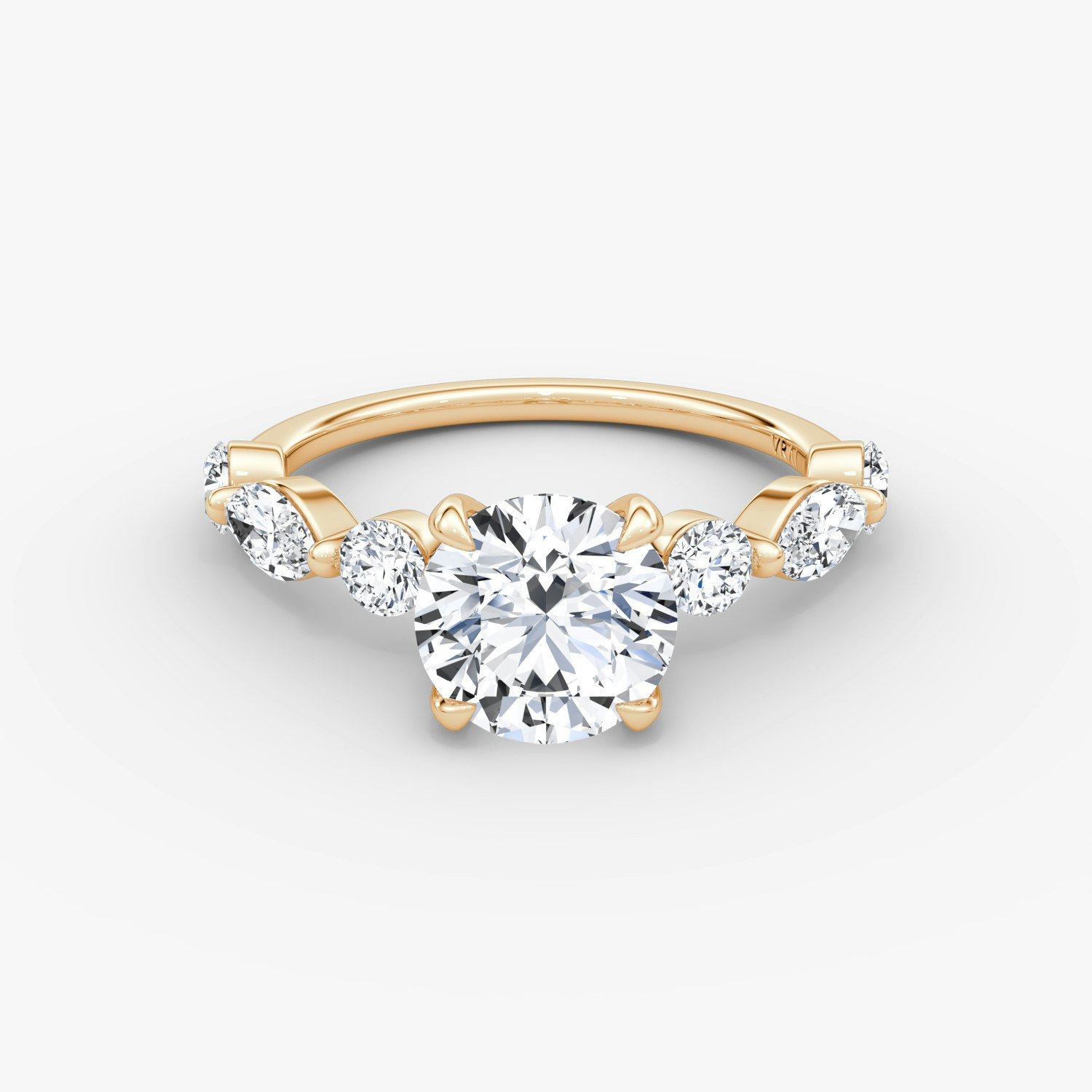 Mixed Shape Single Shared Prong Round Brilliant Engagement Ring | 14k Rose Gold