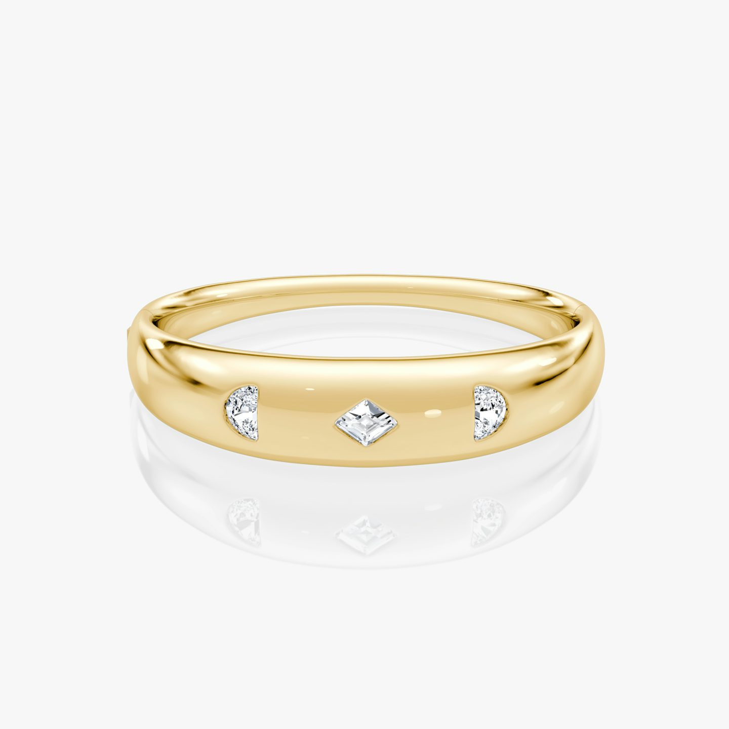 Bracelet Dome Cuff | Losange + Demi-Lune | 14k | Or jaune 18 carats | Taille: Large