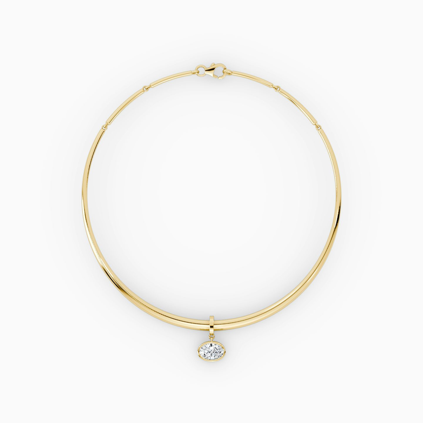 Collar with Drop Pendant | oval | 14k | yellow-gold | chainLength: 16.5