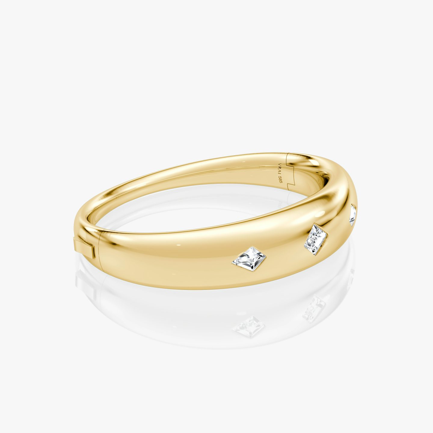 Bracelet Dome Cuff | Losange + Cerf-Volant | 14k | Or jaune 18 carats | Taille: Medium