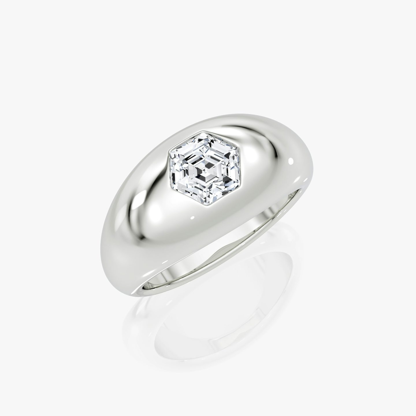 Bague Dome | Hexagone | 14k | Or blanc 18 carats