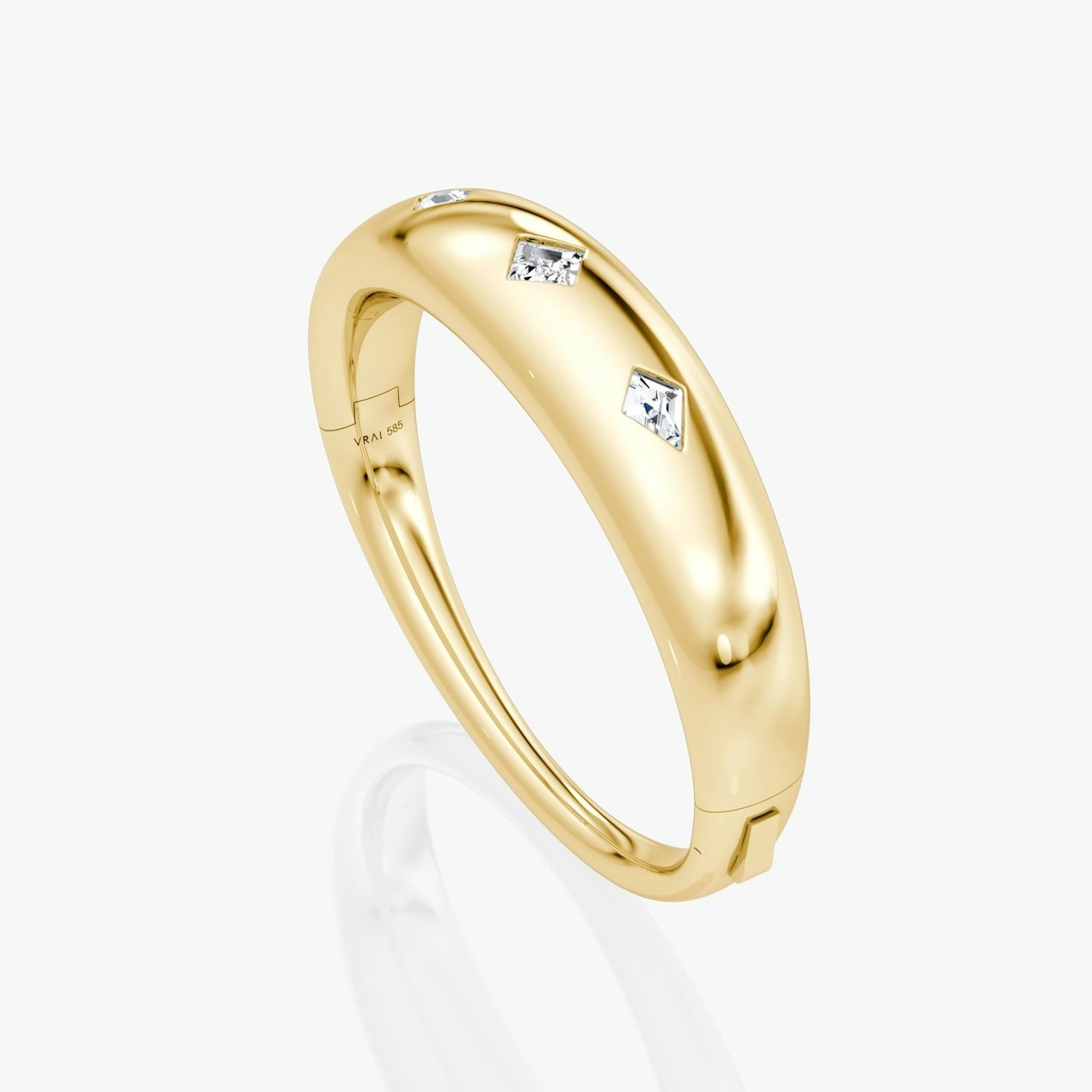 Bracelet Dome Cuff | Losange + Cerf-Volant | 14k | Or jaune 18 carats | Taille: Large