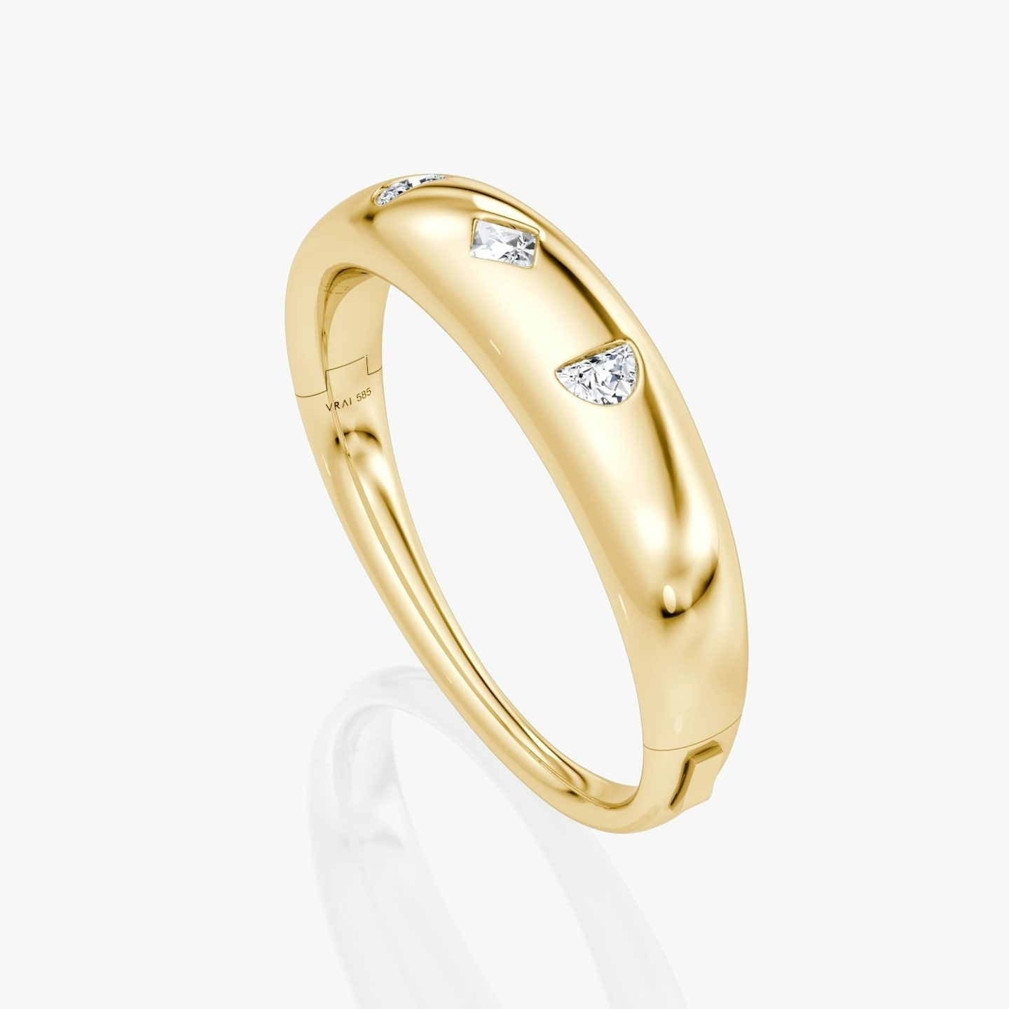Dome Cuff Bracelet | lozenge+half-moon | 14k | yellow-gold | wristSize: Medium