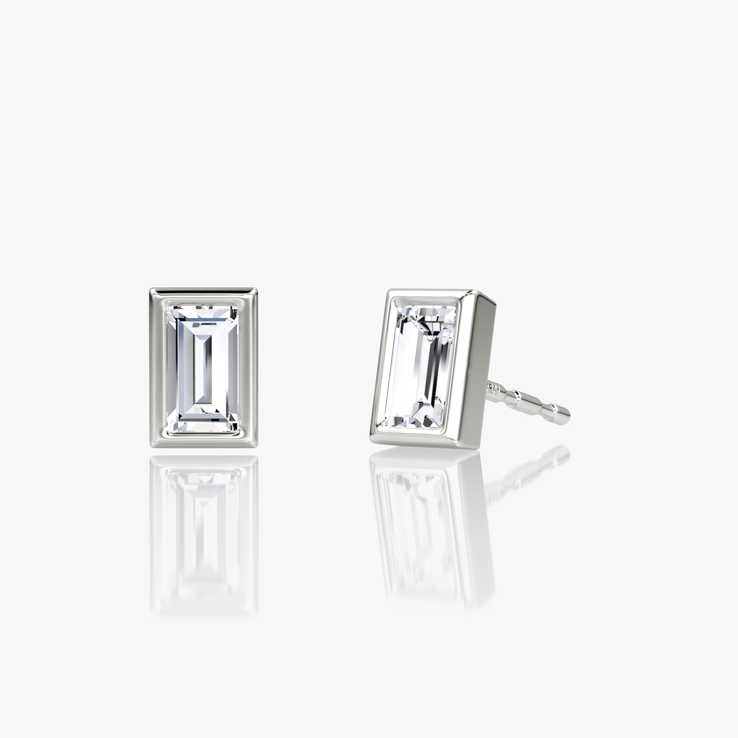 Bezel Solitaire Stud 14k White Gold Baguette Cut 1 4 Carat Created Diamond Per Stud