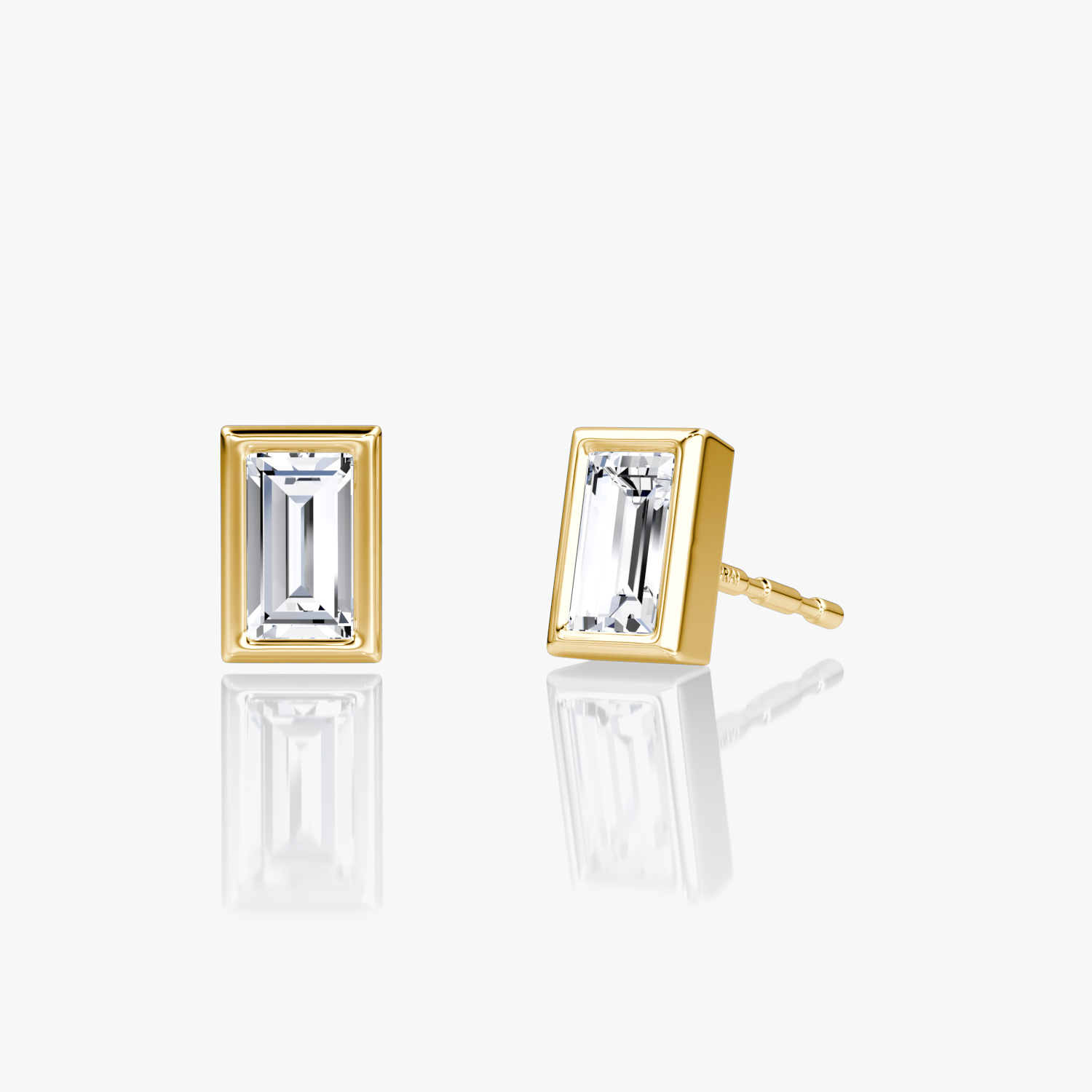 Bezel Solitaire Stud 14k Yellow Gold Baguette Cut 1 4 Carat Created Diamond Per Stud